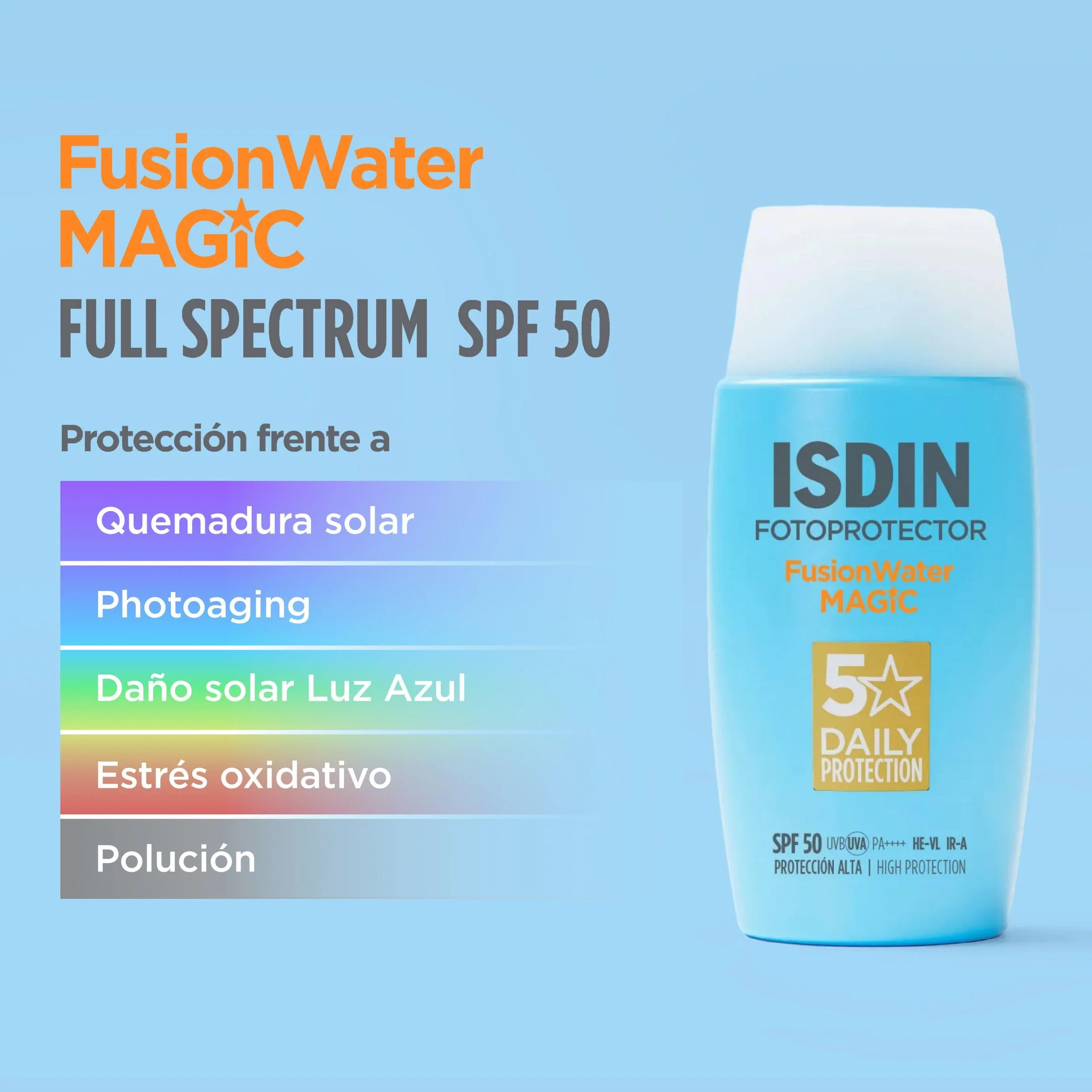 ISDIN Fotoprotección Fusion Water MAGIC SPF 50 Protector Solar Facial 50ml