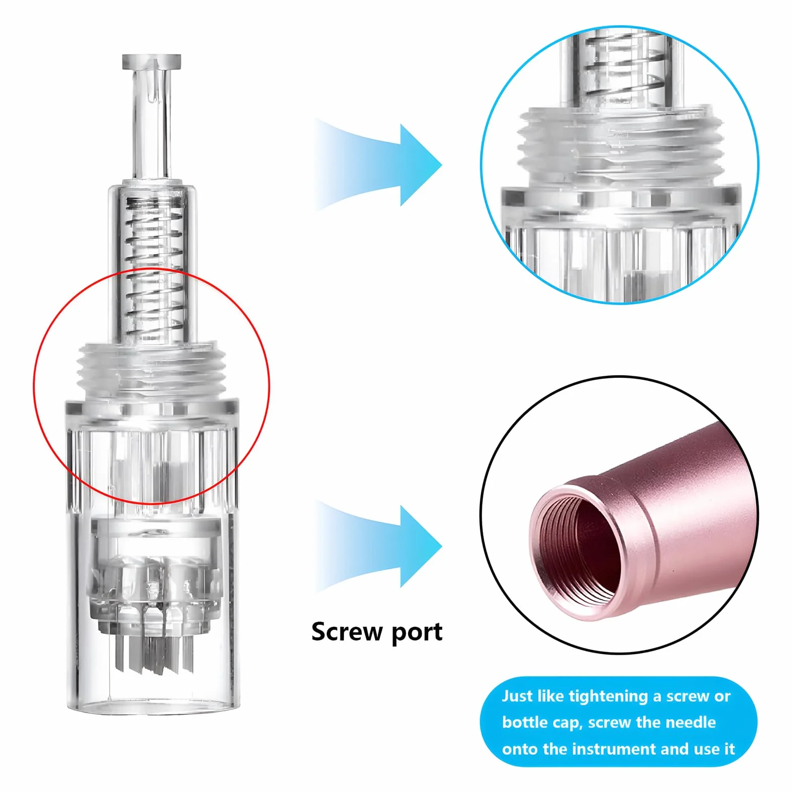 Agujas Dermapen Microneedling 36 Pin Espiral Puntas Repuesto para Bolígrafos de Microagujas