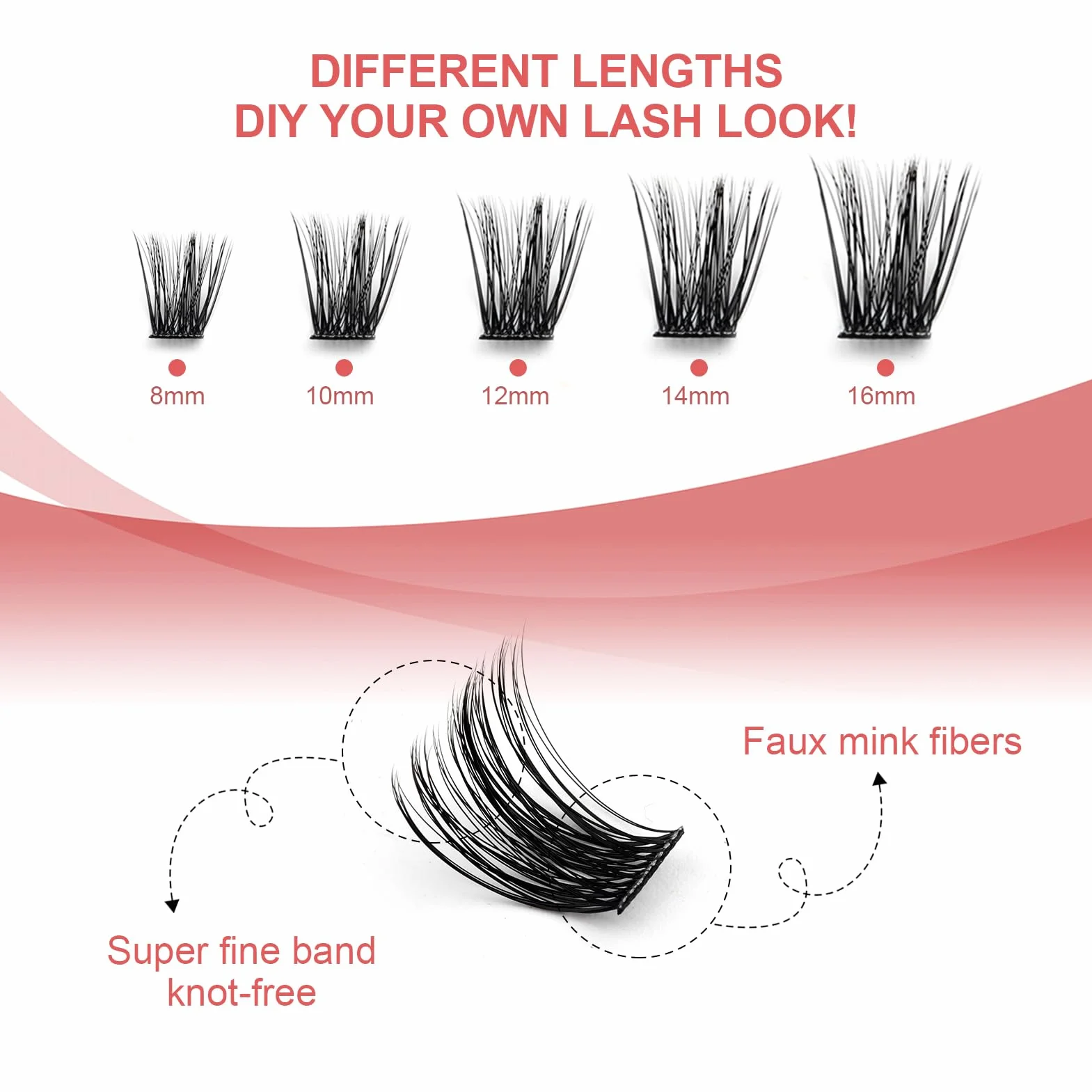 FADVAN DIY Eyelash Extension 0.07D Curl 8-16mm Individual Cluster False Lashes Natural Look