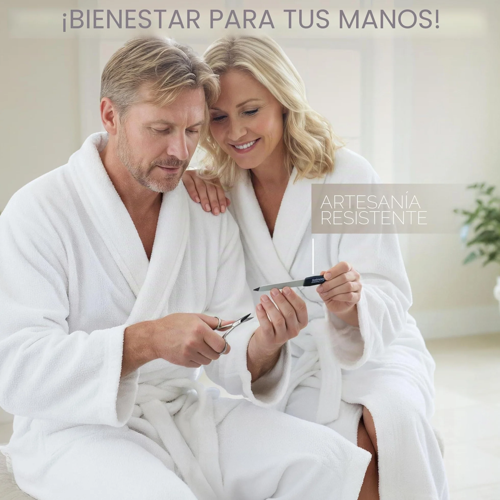 marQus Solingen Set de manicura y pedicura de 12 piezas en estuche de piel auténtica