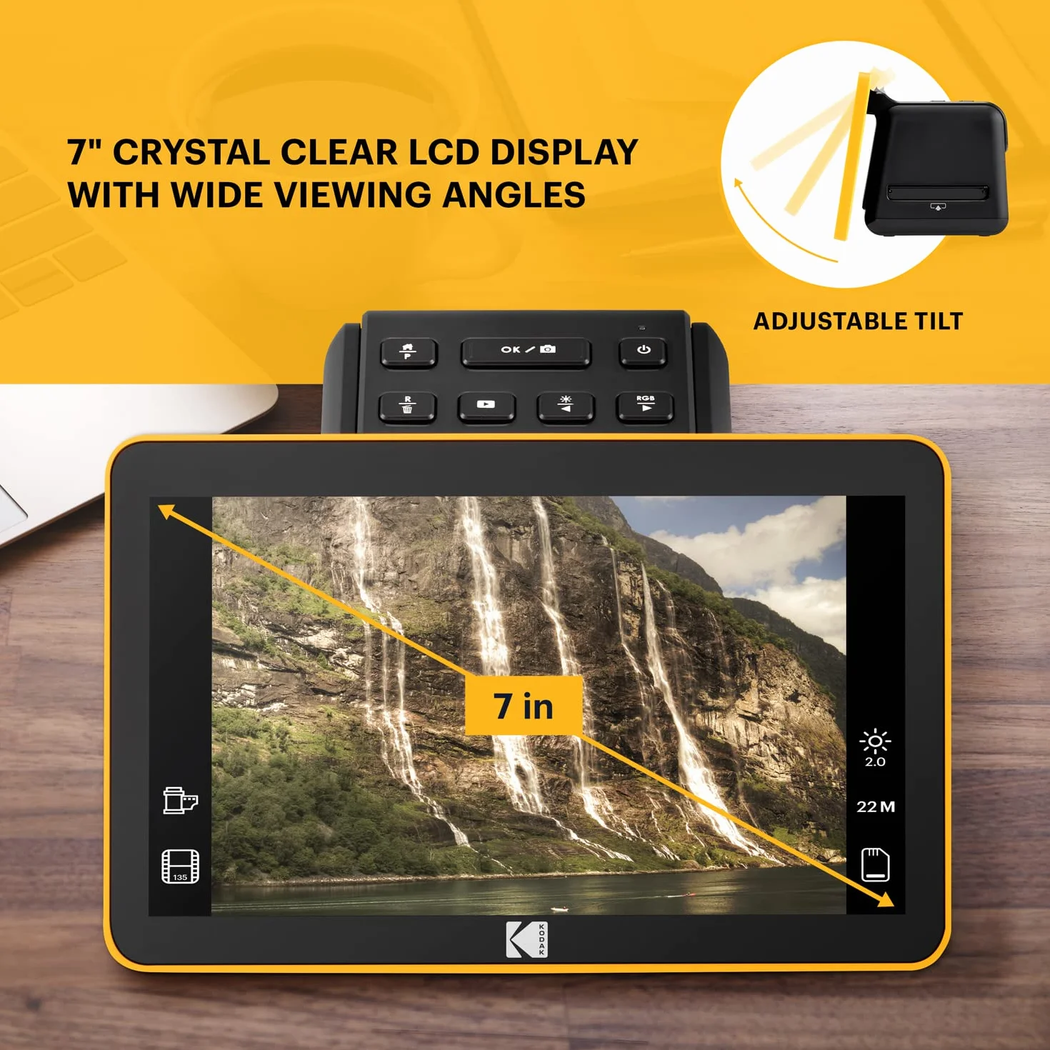 Kodak Slide N SCAN MAX Escáner de Película Digital 7" Pantalla LCD 22MP HD JPEG