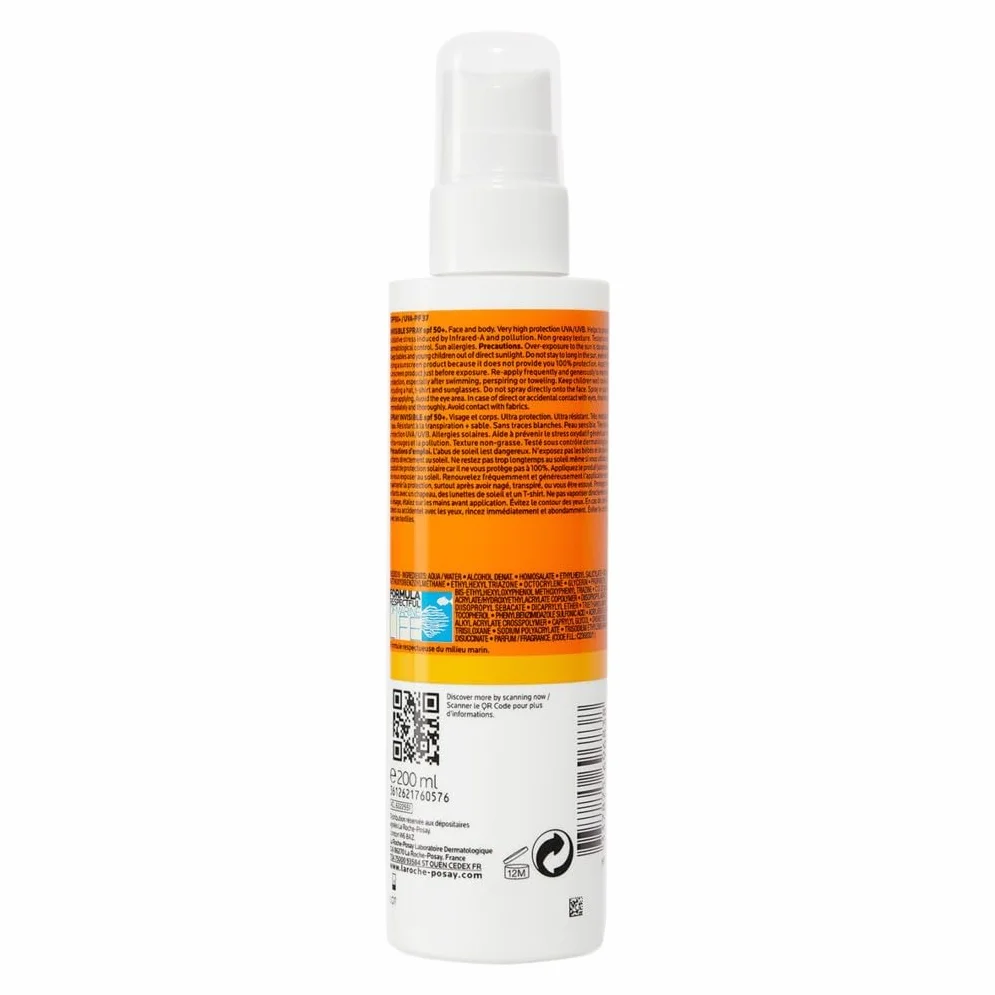La Roche Posay Anthelios Protector Solar Invisible Spray 200 ml Resistente al Agua