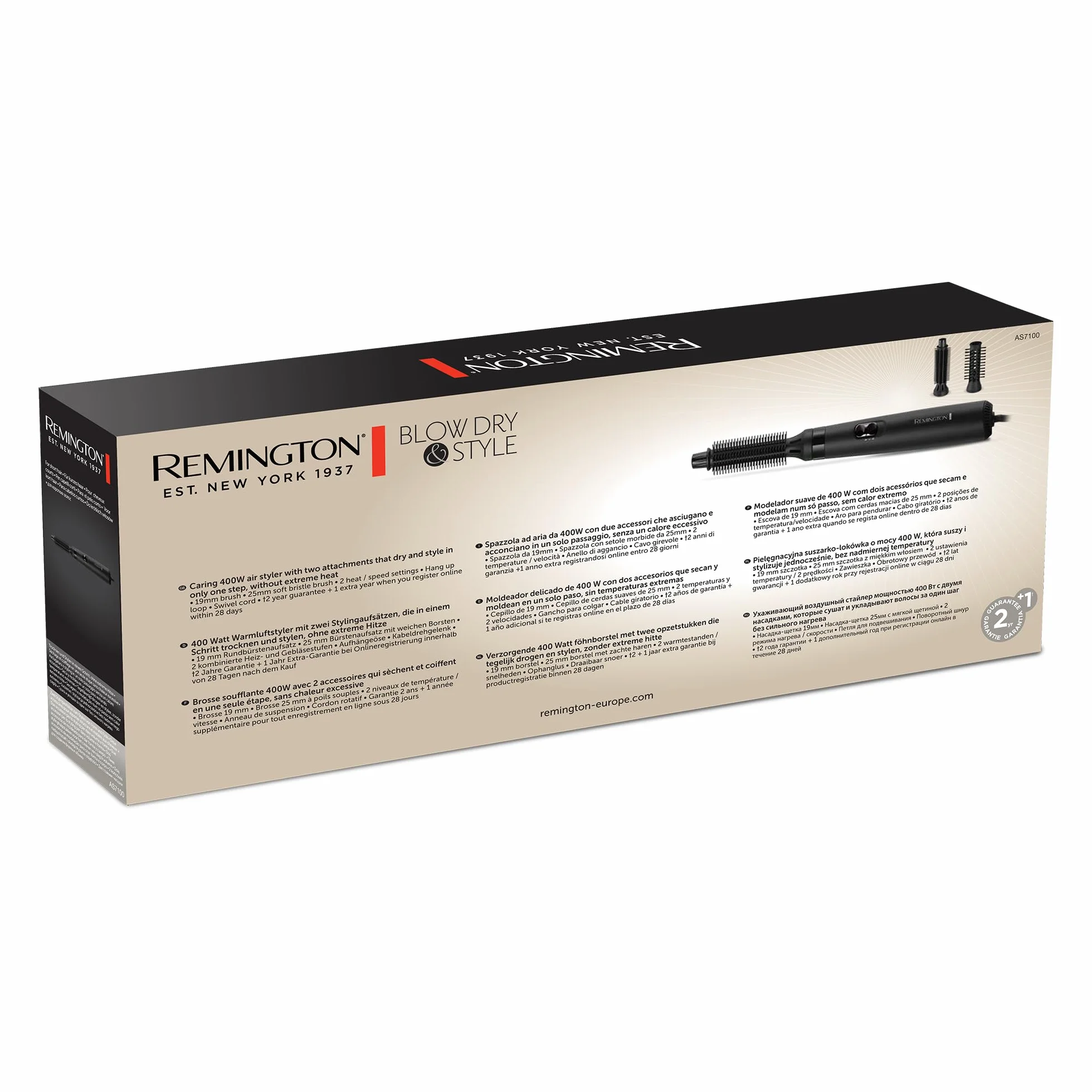 Remington AS7100 Cepillo Secador Aire 400W 2 Temperaturas 2 Velocidades Moldeador Pelo