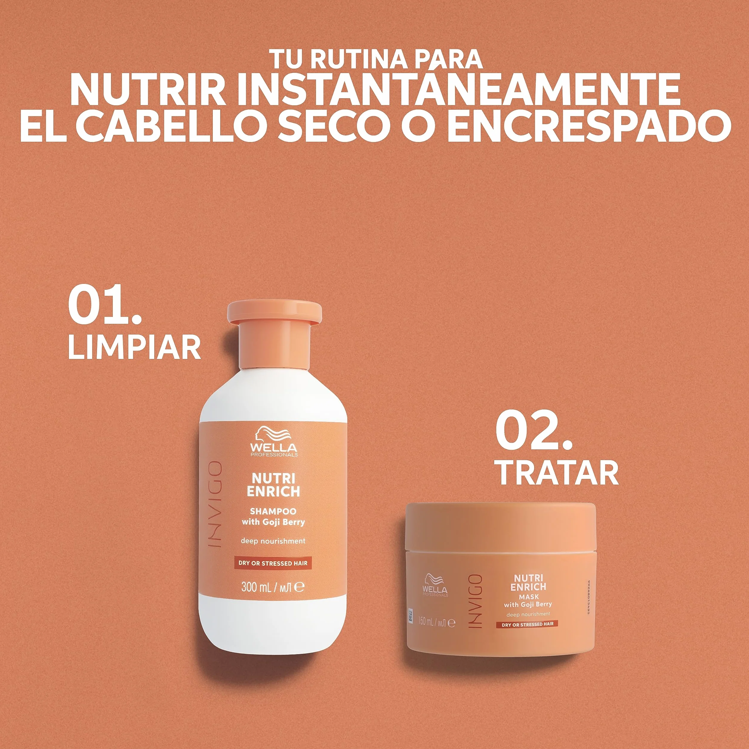 Wella Professionals Invigo Nutri Enrich Champú nutritivo ácido oleico bayas goji restaura cabello seco dañado