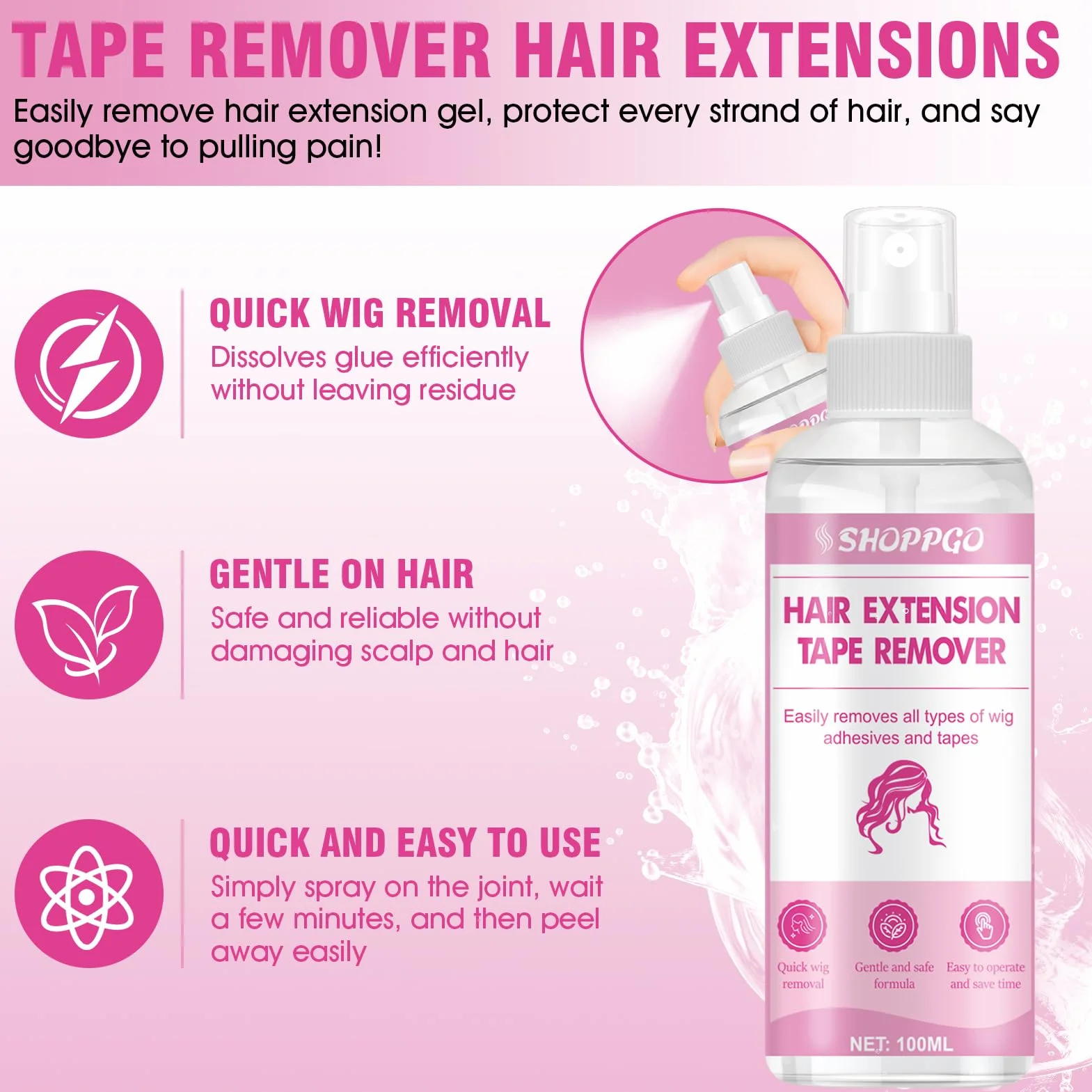 Tape in Extension Remover 100ml，Disolvente Extensiones Adhesivas