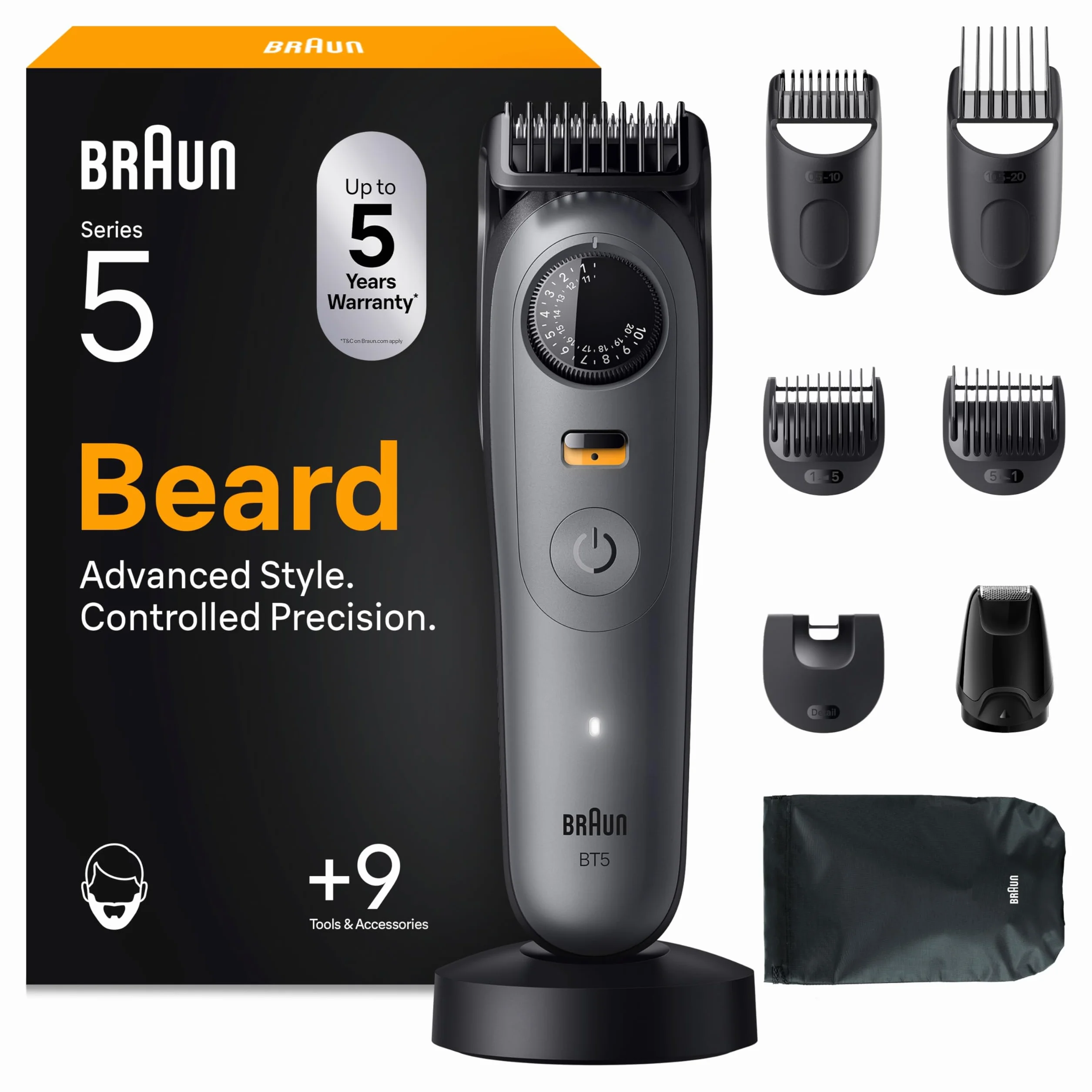 Braun Series 5 BT5565 Recortadora De Barba Resistente Al Agua, 120 Min Autonomía, 40 Longitudes, Lámina Ultra Afilada
