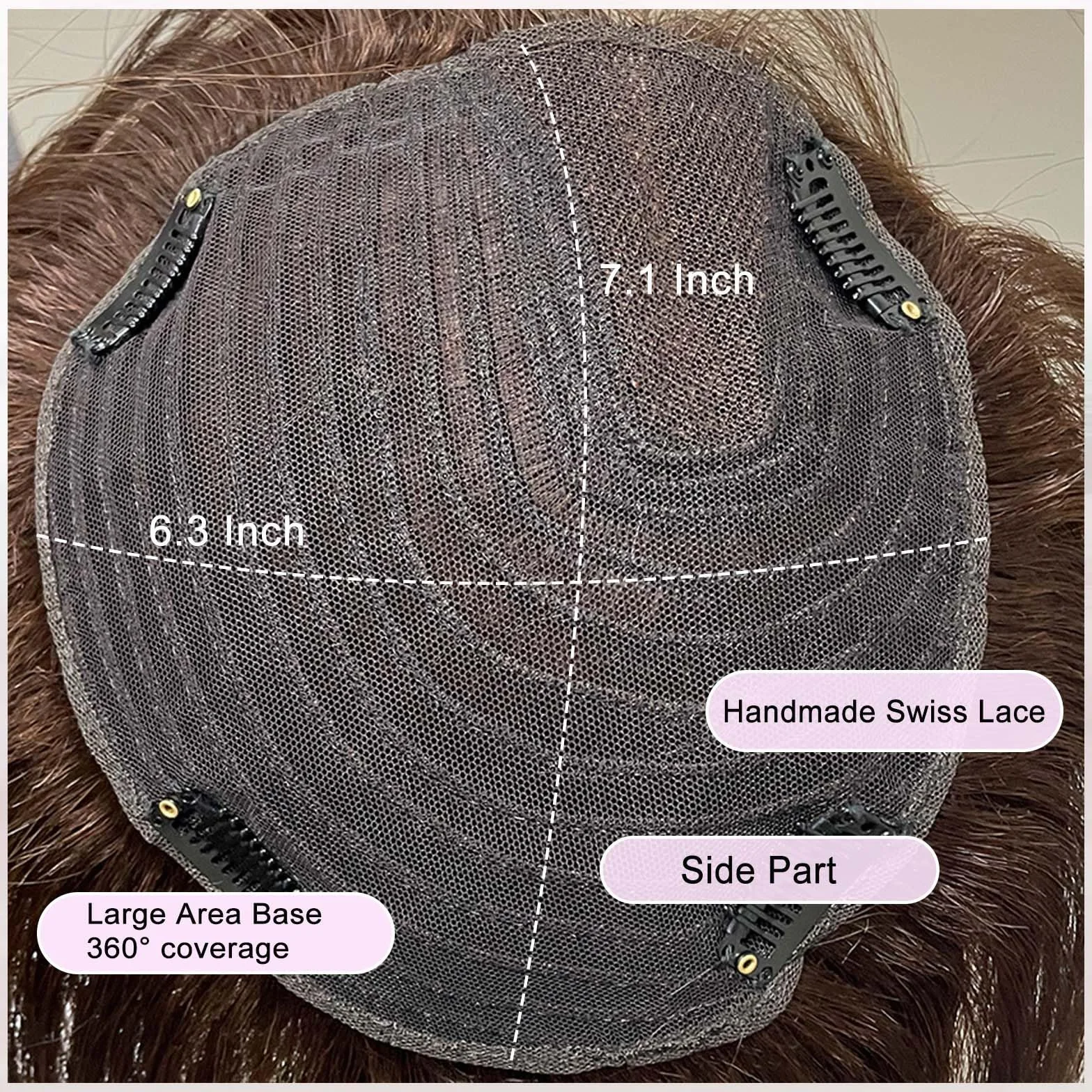 Extensiones de cabello humano para mujeres con adelgazamiento de 16 x 18 cm, gran cobertura de cabello con clip para uso diario, cobertura de pelo gris, castaño medio