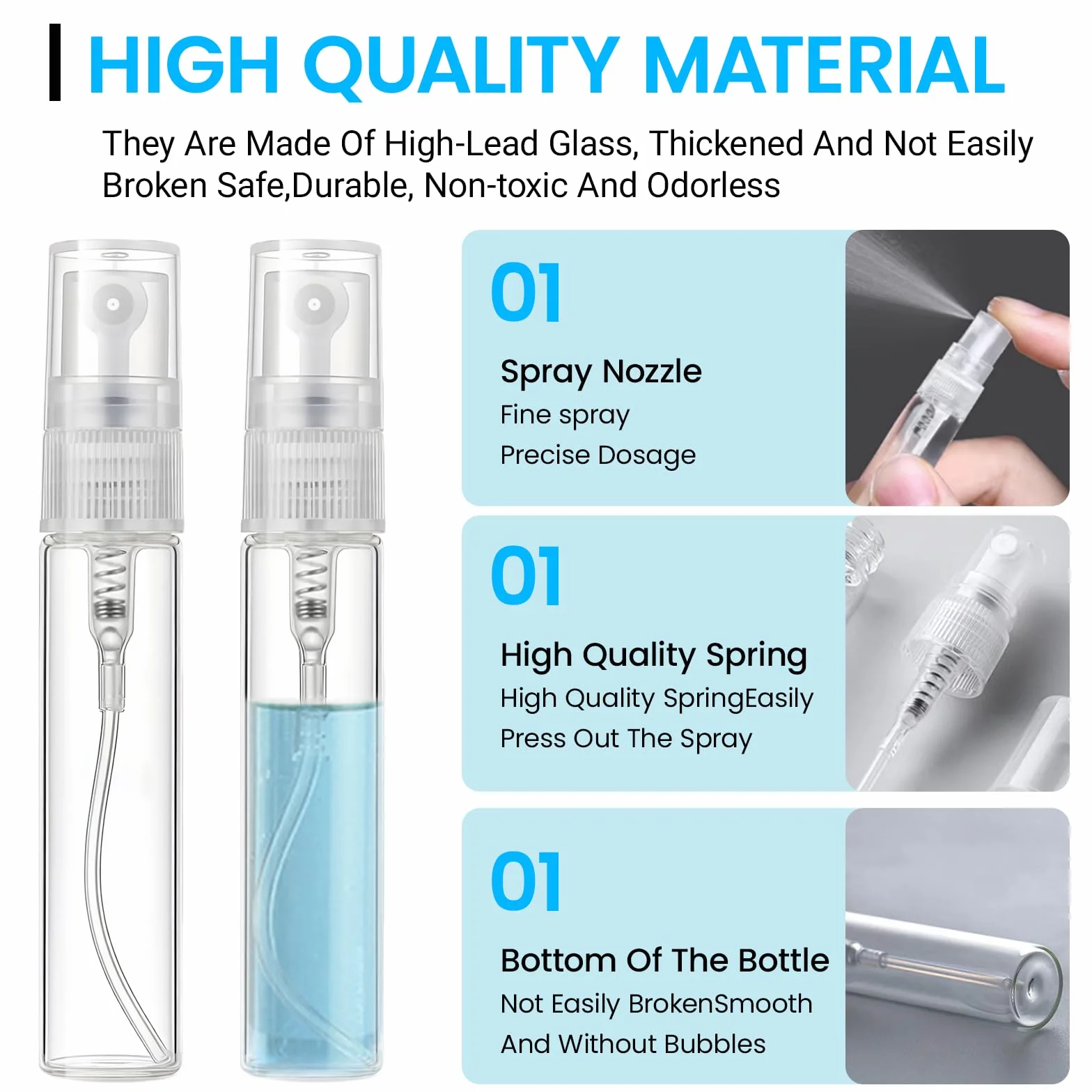 Botellas de Spray Vacías 25x5ML, Mini Pulverizadores Transparentes Rellenables para Perfume, Aceites Esenciales