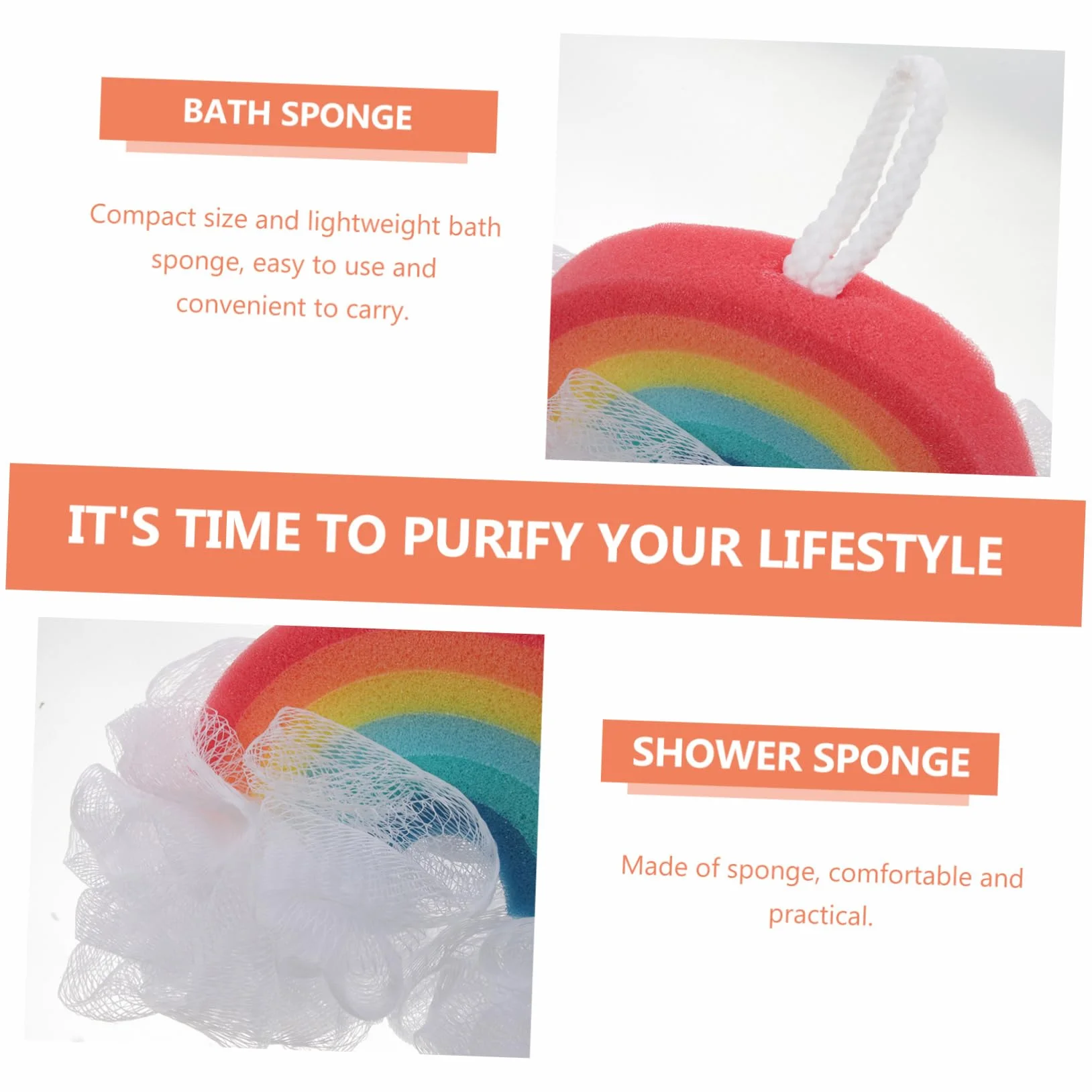 Esponja de Baño Arcoíris 2 Piezas de Esponja para Niños | , Exfoliante Corporal, para Ducha, Formato Compacto, Adecuado para Bebés y Pequeños