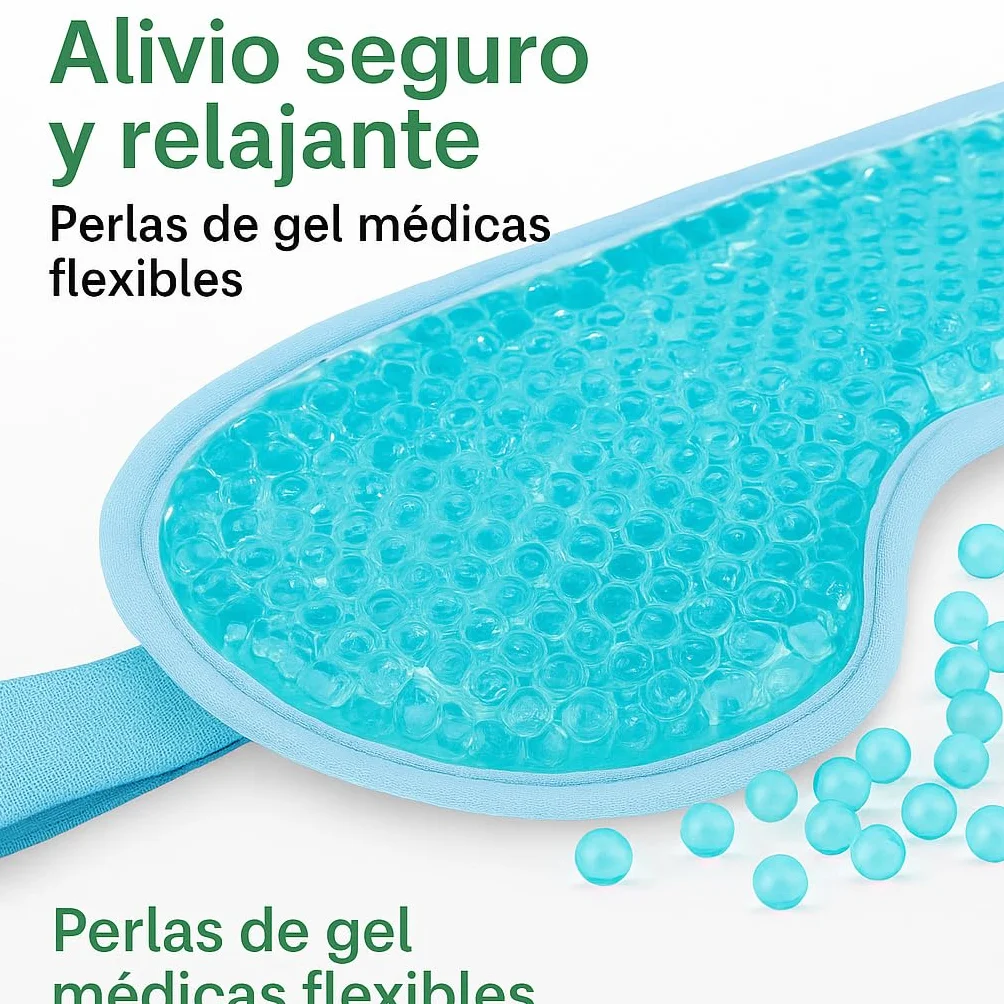 Máscara de Gel Frío y Calor para Ojos con PVC Médico y Felpa Suave, Alivio de Migrañas y Ojos Hinchados