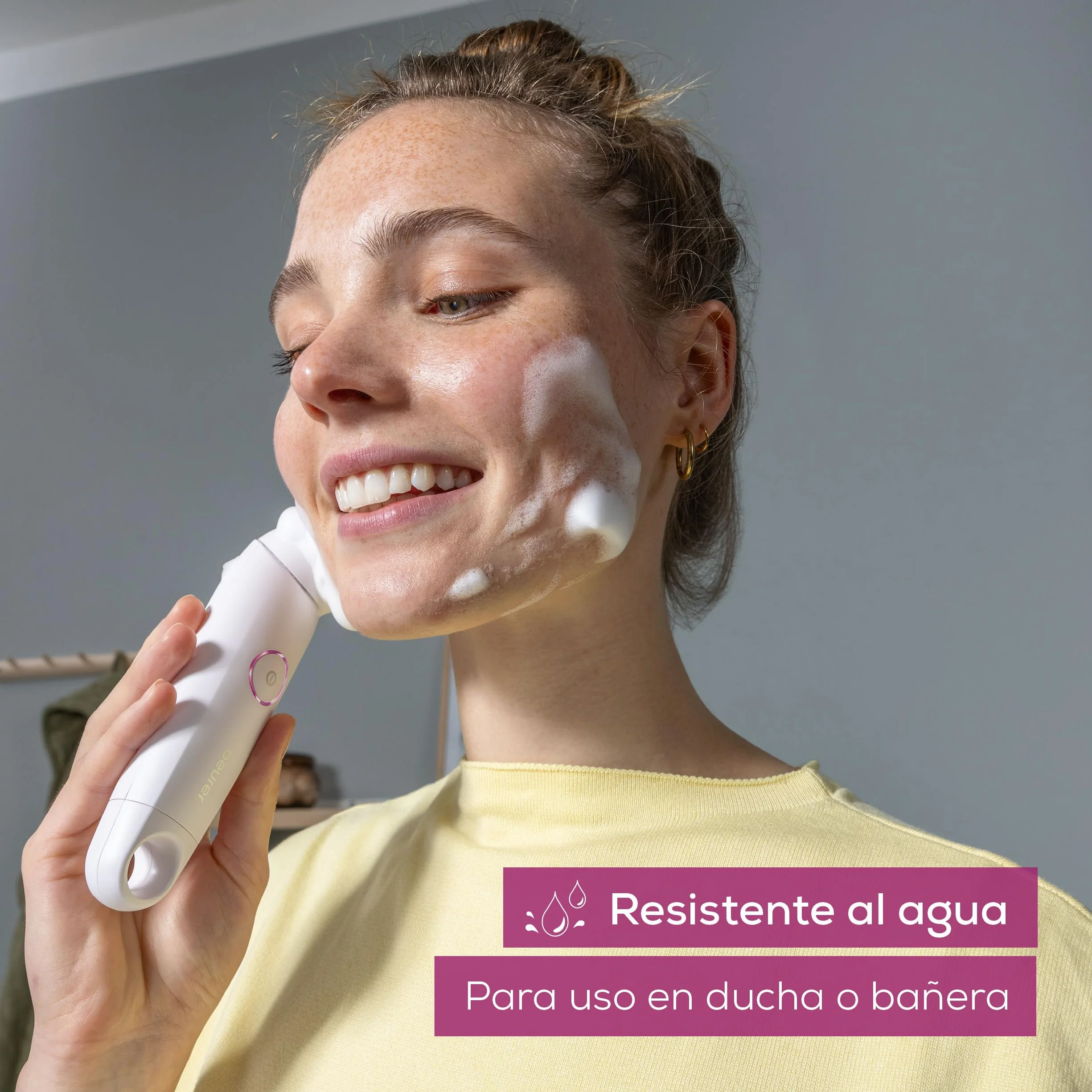 Beurer FC 45 cepillo limpiador facial eléctrico, limpieza profunda, rotación 2 niveles, resistente al agua, blanco