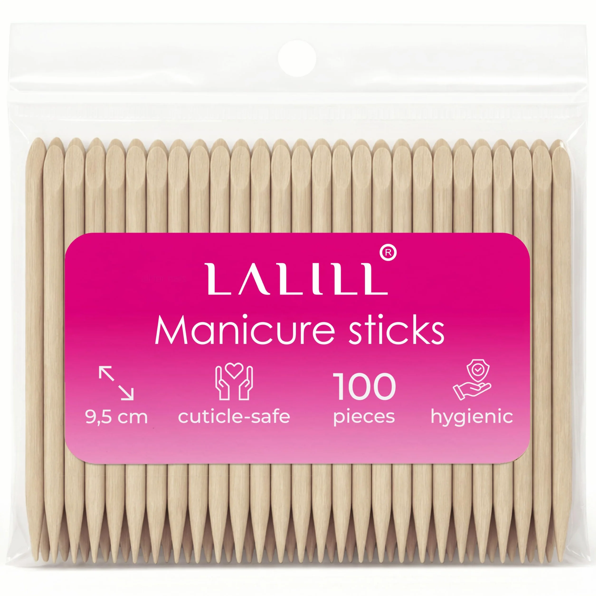LALILL Palitos de Naranjo 100 Piezas - Palillos de Madera para Cutículas - Manicura, Pedicura, Nail Art, Uñas, Belleza, Pestañas, Tatuajes, DIY