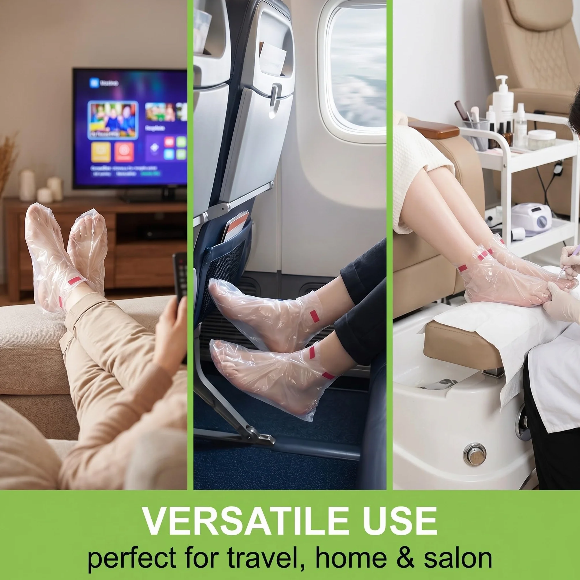 Calcetines Desechables Plástico Pedicura 200 piezas Máscara Manos Pies Baño Parafina Cera Caliente SPA