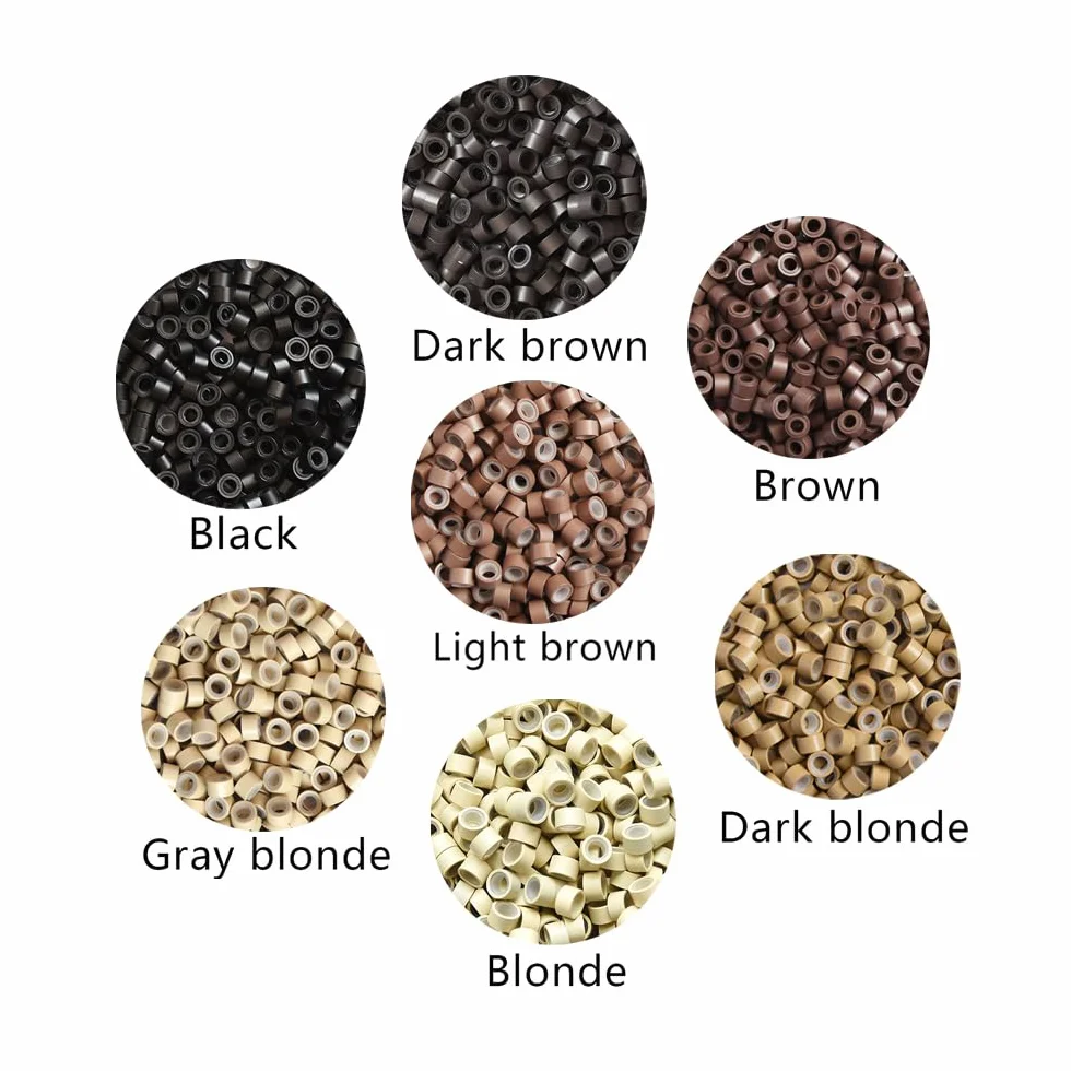 Micro anillas de silicona 5.0X3.0X3.0mm micro rings para extensiones de cabello marrón oscuro 500 piezas