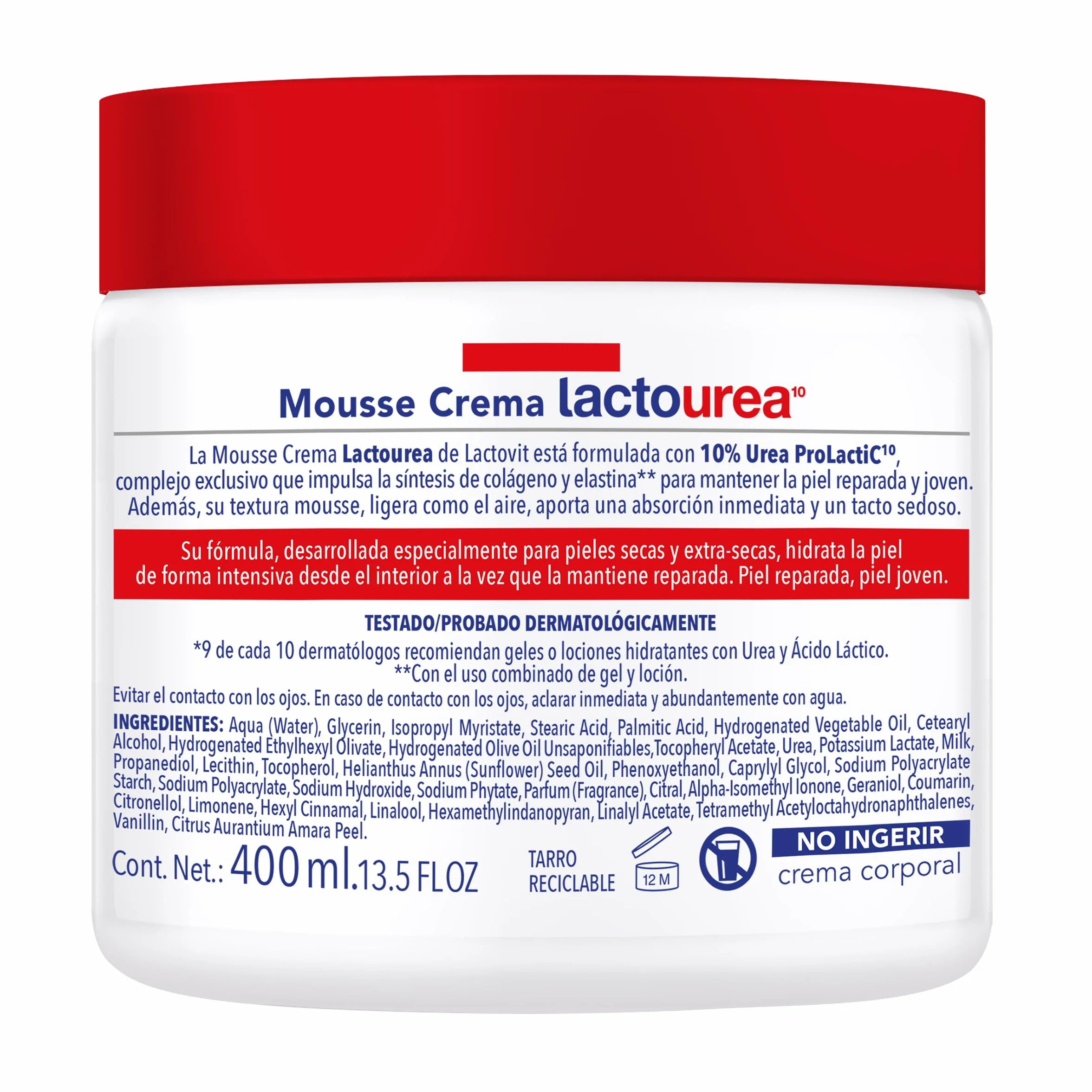 Lactovit Mousse Crème Lactourea Hidratante 24h 400 ml Piel Muy Seca