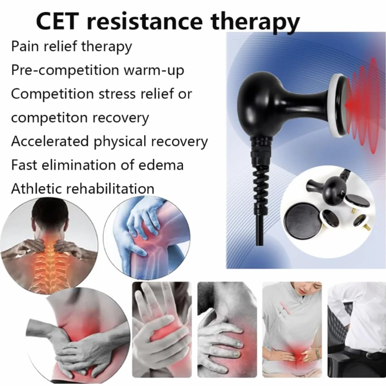 448KHZ Therapy Machine RES CET Monopole RF Transferencia De Energía Dispositivo De Diaterapia Para El Dolor Muscular Aliviar La Celulitis Reducir El Calentamiento Profundo