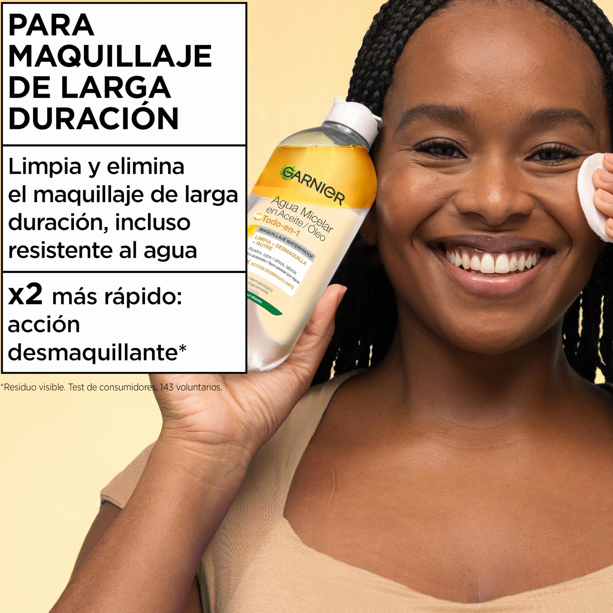 GARNIER Skin Active Agua Micelar Piel Grasa Aceite Waterproof 400 ml