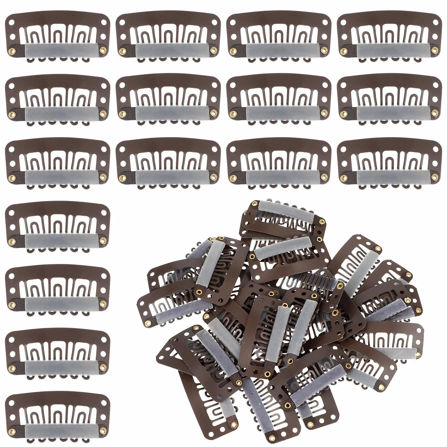 Larrel 30 Extensiones de Pelo, Brochas, Broches, Clips de Metal en Forma de U, Pinzas de Silicona para Pelucas de Mujer