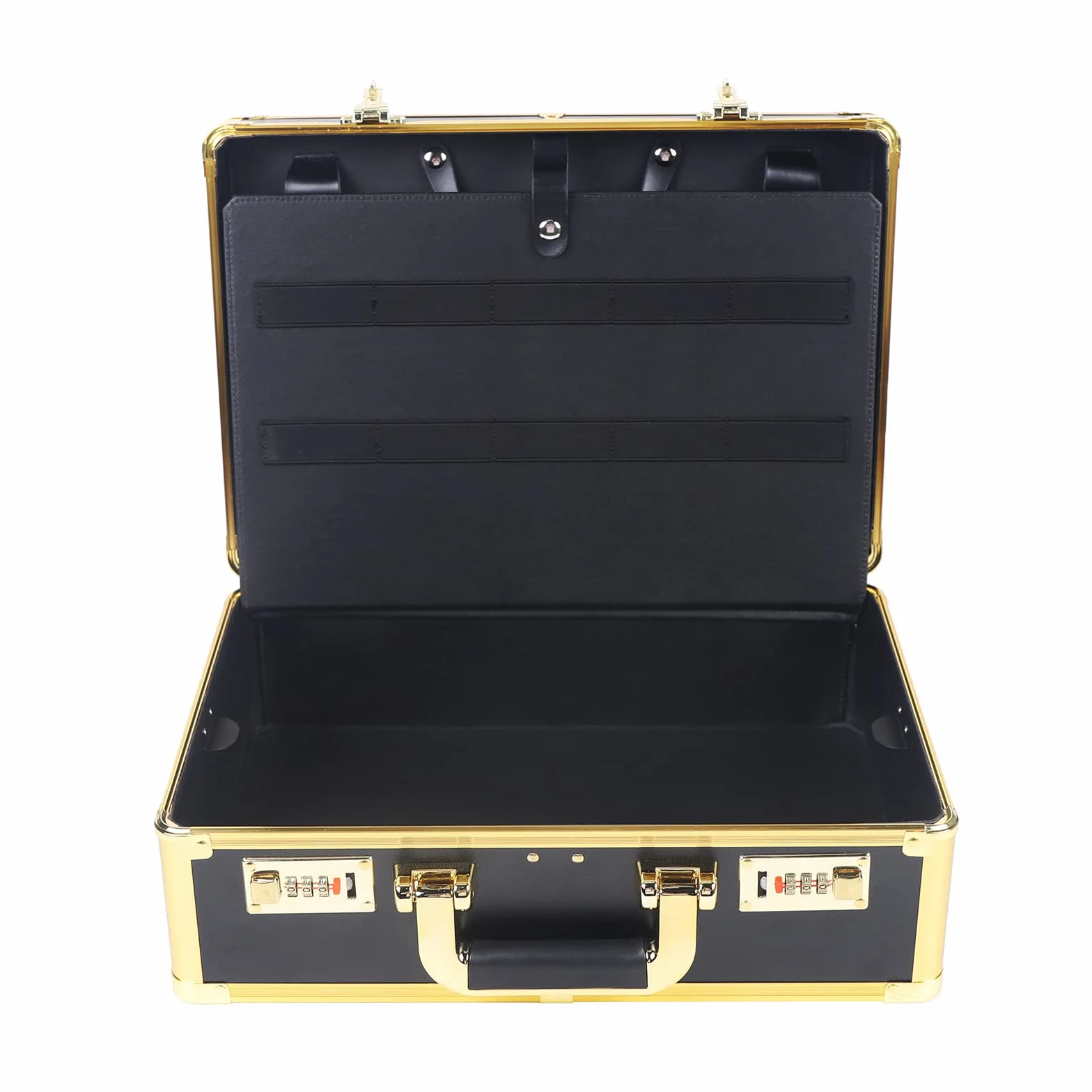 Bolsa de peluquería con cerradura de combinación, maletín de transporte para cortapelos y artículos de peluquería, bolsa de almacenamiento (oro, 40 x 40 x 18 cm)