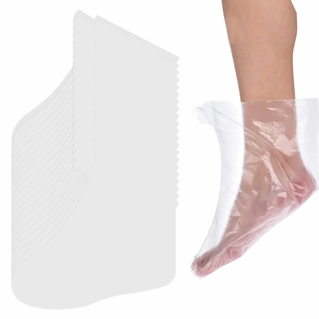 WeddHuis 200 desechables calcetines de plástico para pedicura parafina pies spa baño cera