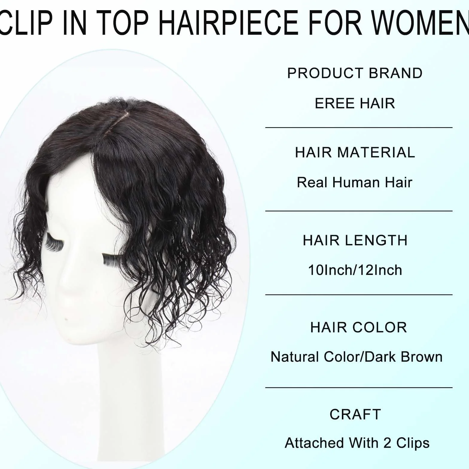 Topper de cabello humano, 25 cm, base de seda, ondulado, para mujeres con cabello que se adelgaza, extensión de cabello con clip con cuero cabelludo realista, 7 x 10 cm, cobertura pequeña de