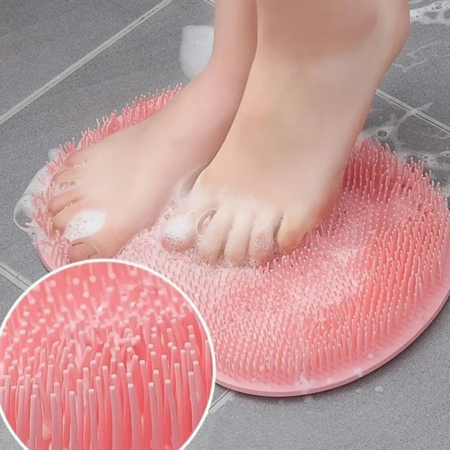 2 uds Cepillo de baño Almohadilla Exfoliante Almohadilla de Masaje de pies de Ducha Cepillo de Ventosa for Limpiar la Parte Trasera del pie Cepillo de Lavado Cuerpo de baño para Baño(Gray)