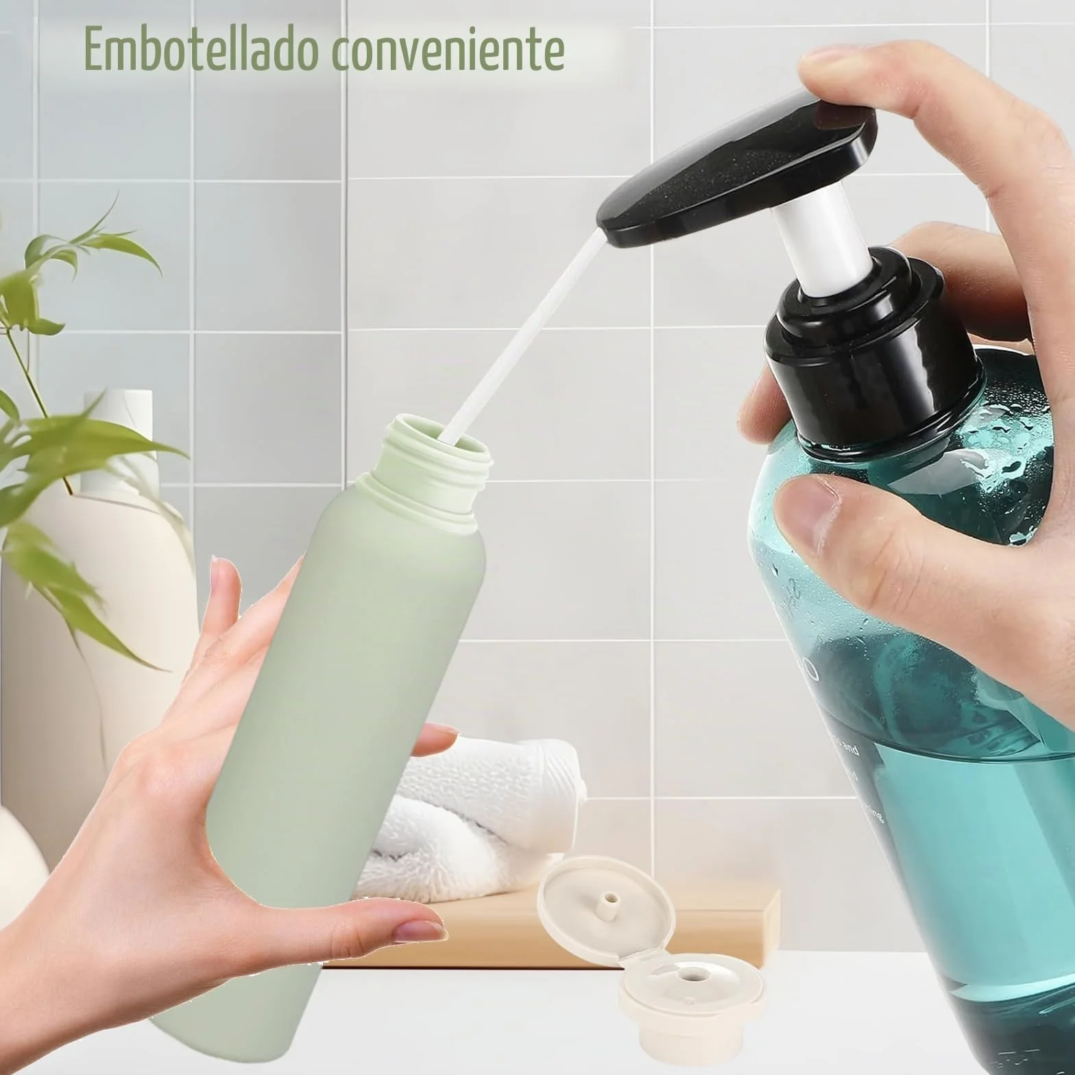 Botella Exprimible 250ml+260ml 4 Piezas Envases de Viaje a Prueba de Fugas para Champú