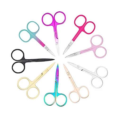 JZ Scissors 1PC Stainless Steel Small Nail Tools Eyebrow Nose Hair Scissors Cut Manicure Trimming Tweezer Makeup Beauty Tool (Color : Light Pink) (Color Titanium)