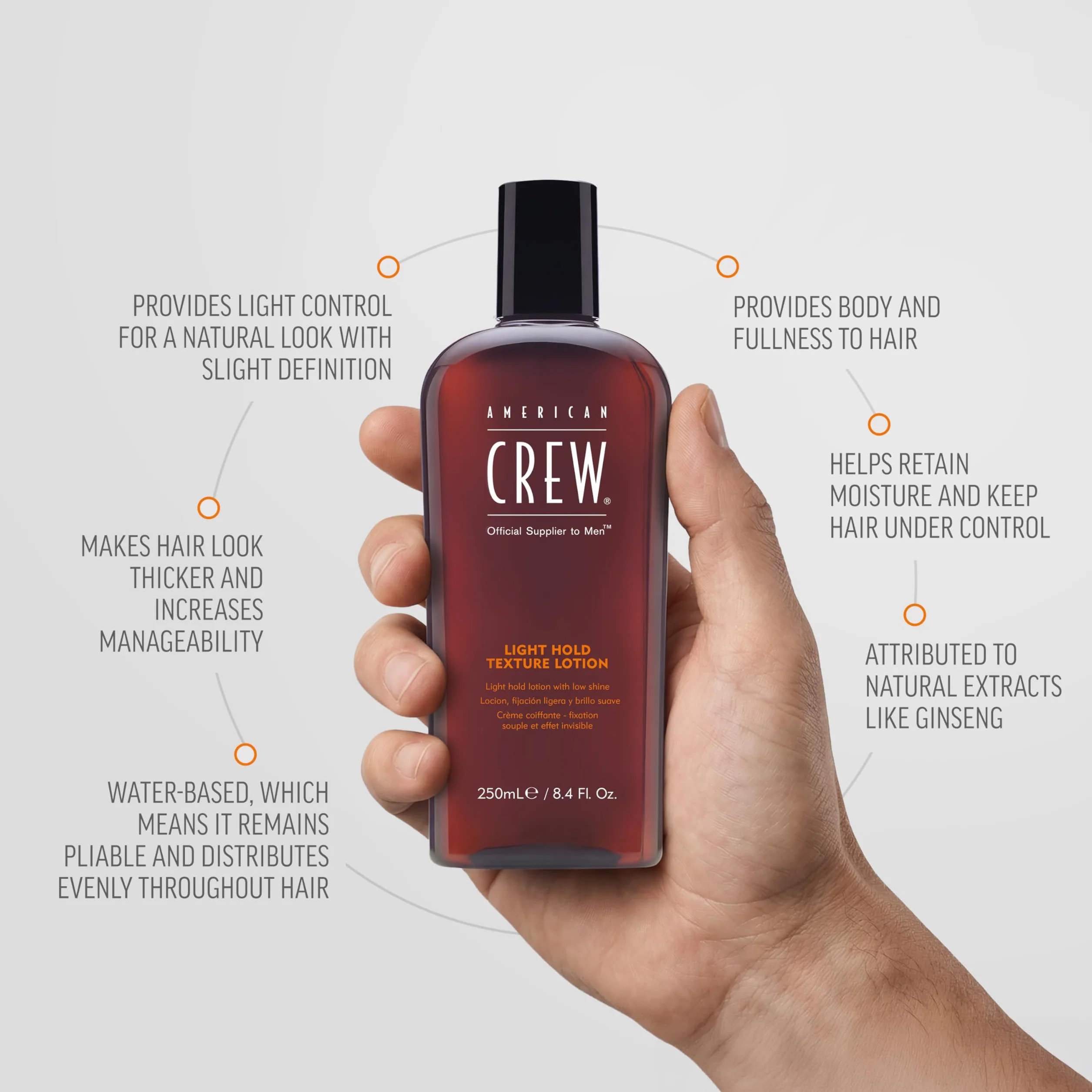American Crew Light Hold Texture Lotion, Loción de Fijación Baja, 250ml
