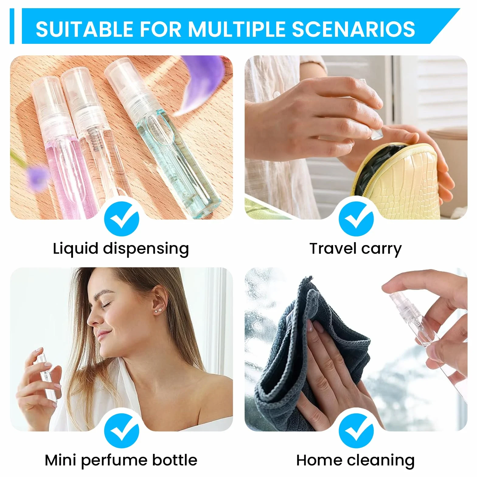 Botellas de Spray Vacías 25x5ML, Mini Pulverizadores Transparentes Rellenables para Perfume, Aceites Esenciales