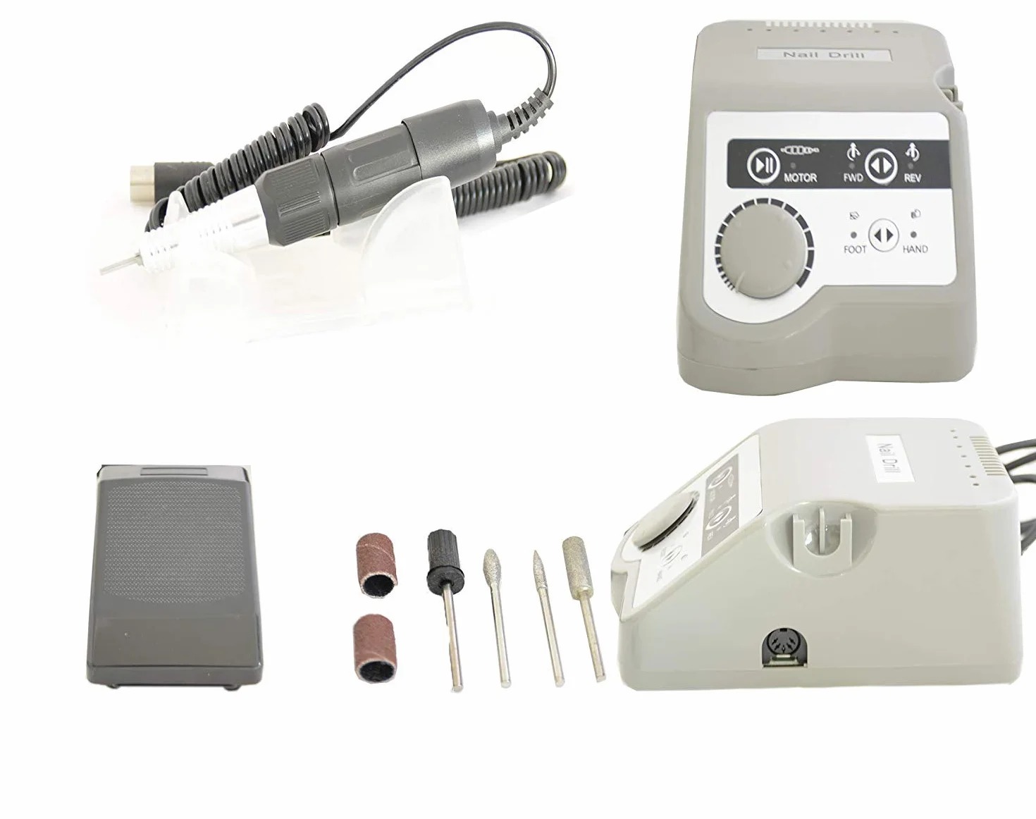 Torno para Uñas(Gris), Máquina de Pulido para Manicura y Pedicura,35.000 RPM