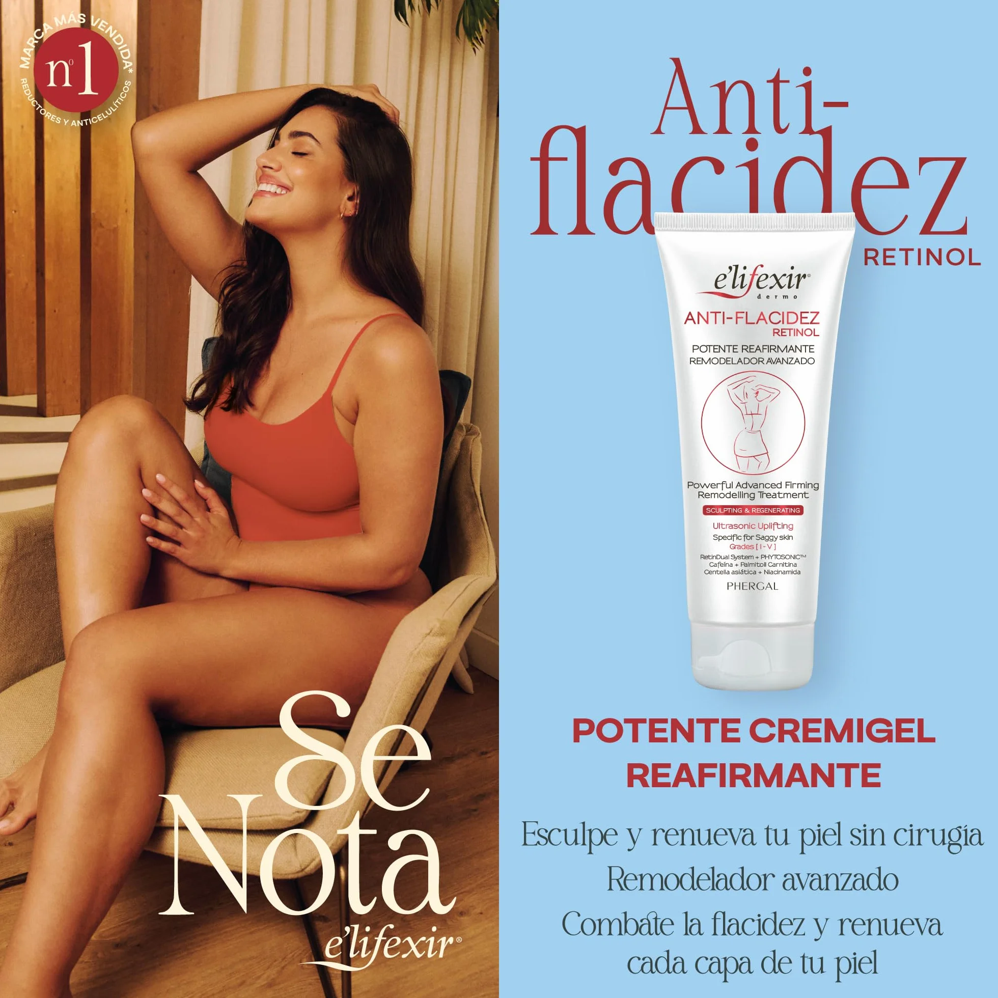Elifexir Anti-flacidez Retinol Crema 200 ml - Esculpe, Reafirma y Renueva la Piel