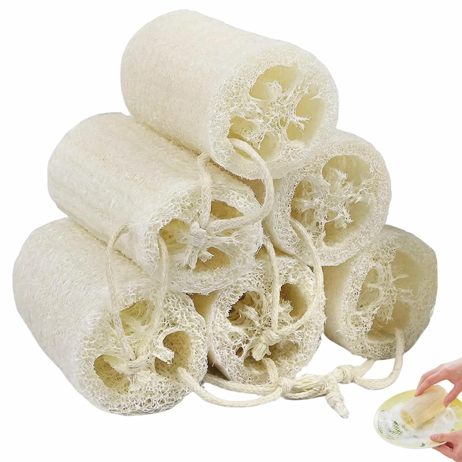 Lufa Natural Esponja Exfoliante de Ducha 6 Piezas Reutilizable