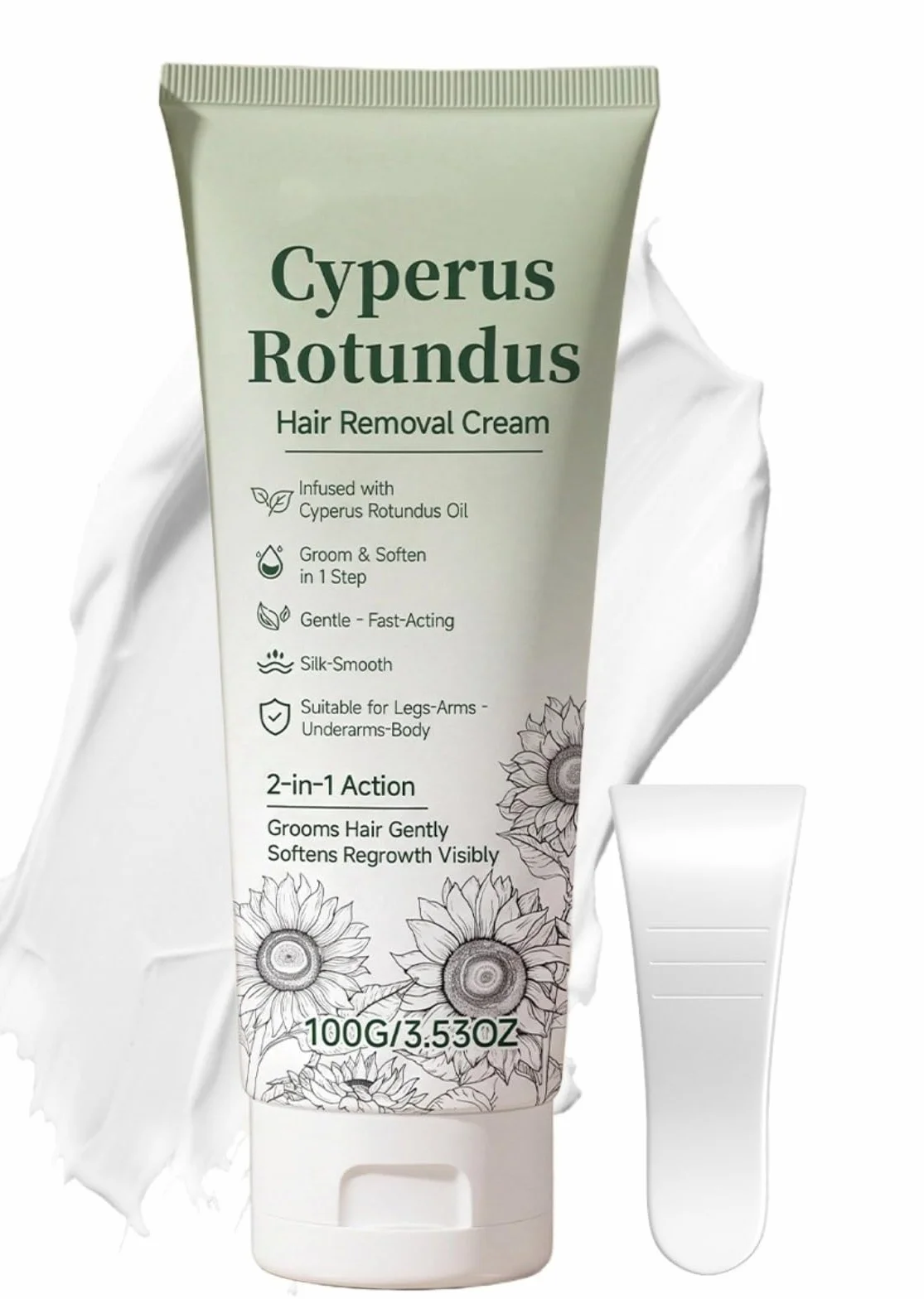 Cyperus Rotundus Crema Depilatoria 2 en 1 Corporal Humectante Para Piernas Pecho Vientre Axilas