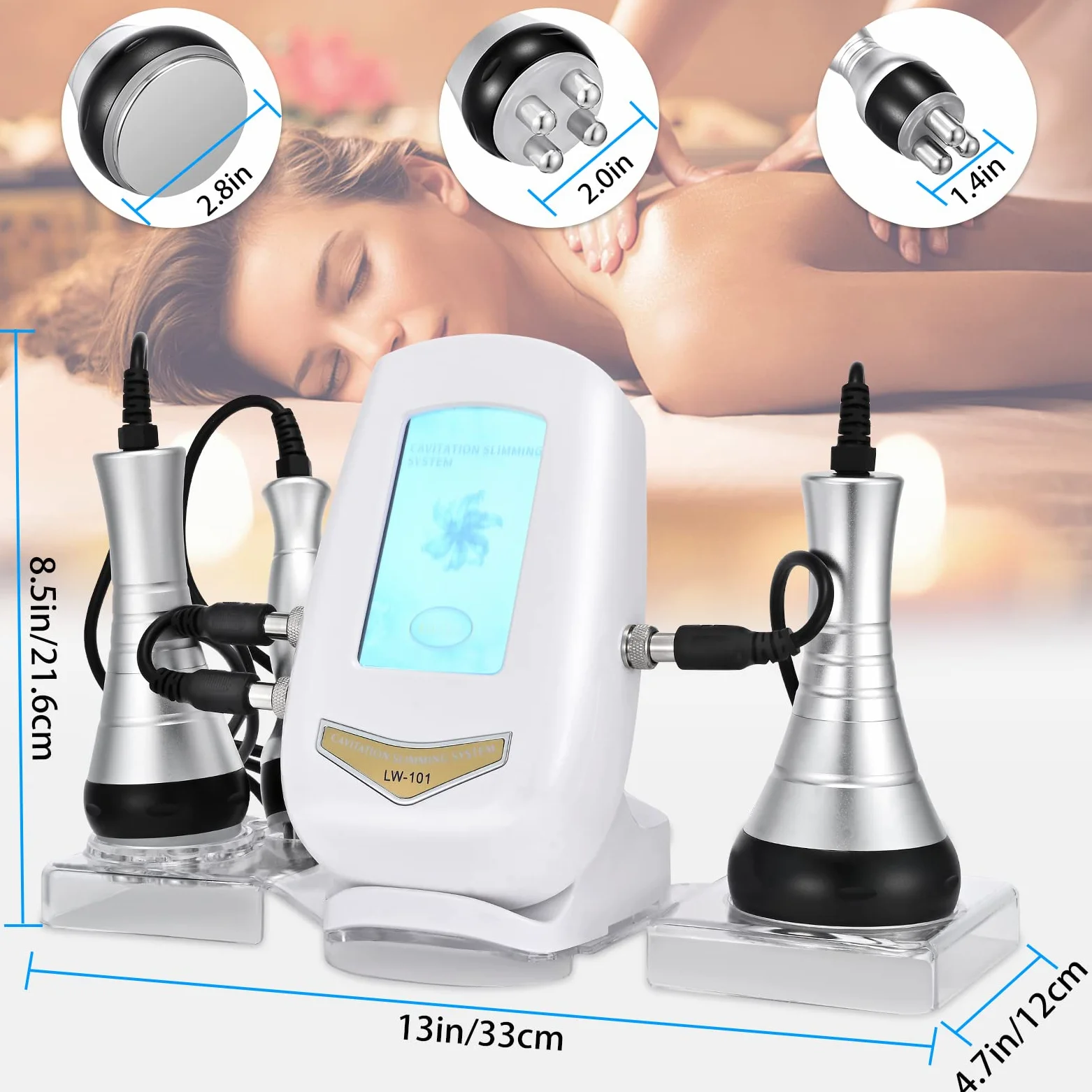 3 en 1 Máquina de Adelgazamiento de Belleza 40K Instrumento de pérdida de Peso por radiofrecuencia Máquina de Adelgazamiento ultrasónica para Abdomen, glúteos y Muslos, Cuidado de la Piel
