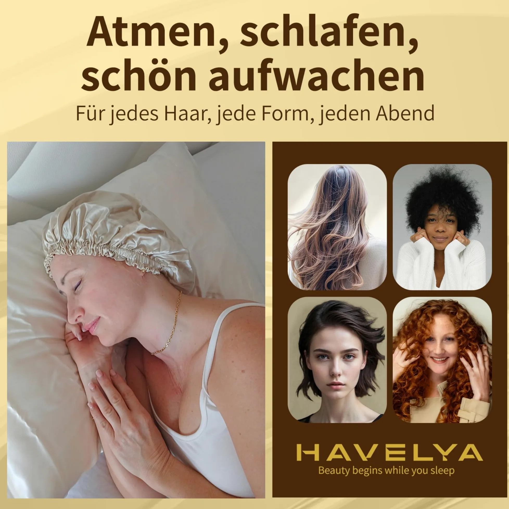 Gorro de seda para dormir de seda de morera de 22 mommes. Gorro de dormir antideslizante y antiarañazos, contra el encrespamiento, rotura del cabello, puntas secas e ideal para cabello largo, rizos y