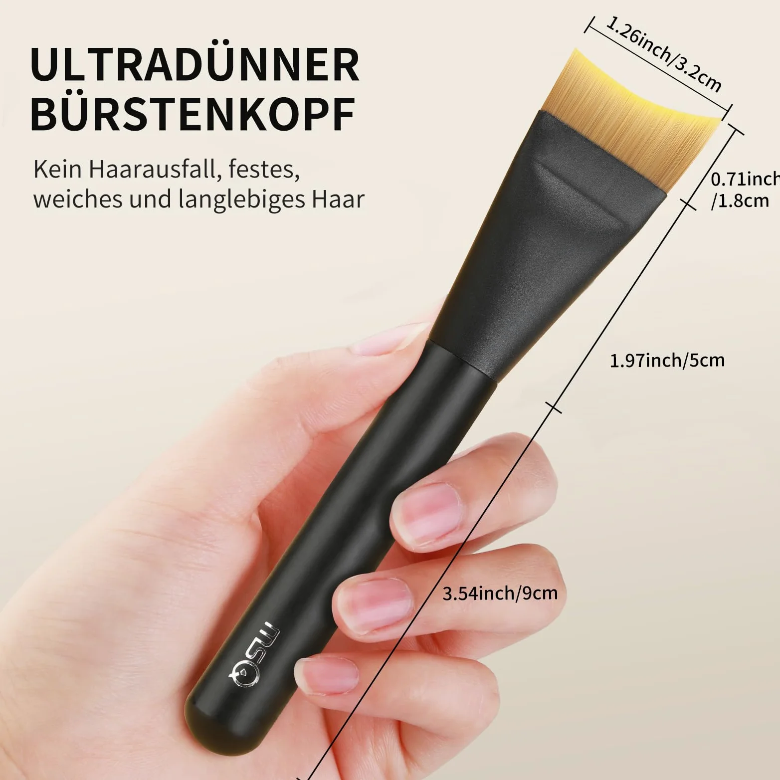 MSQ 1 brocha para base de maquillaje, ultrafina, para maquillaje líquido