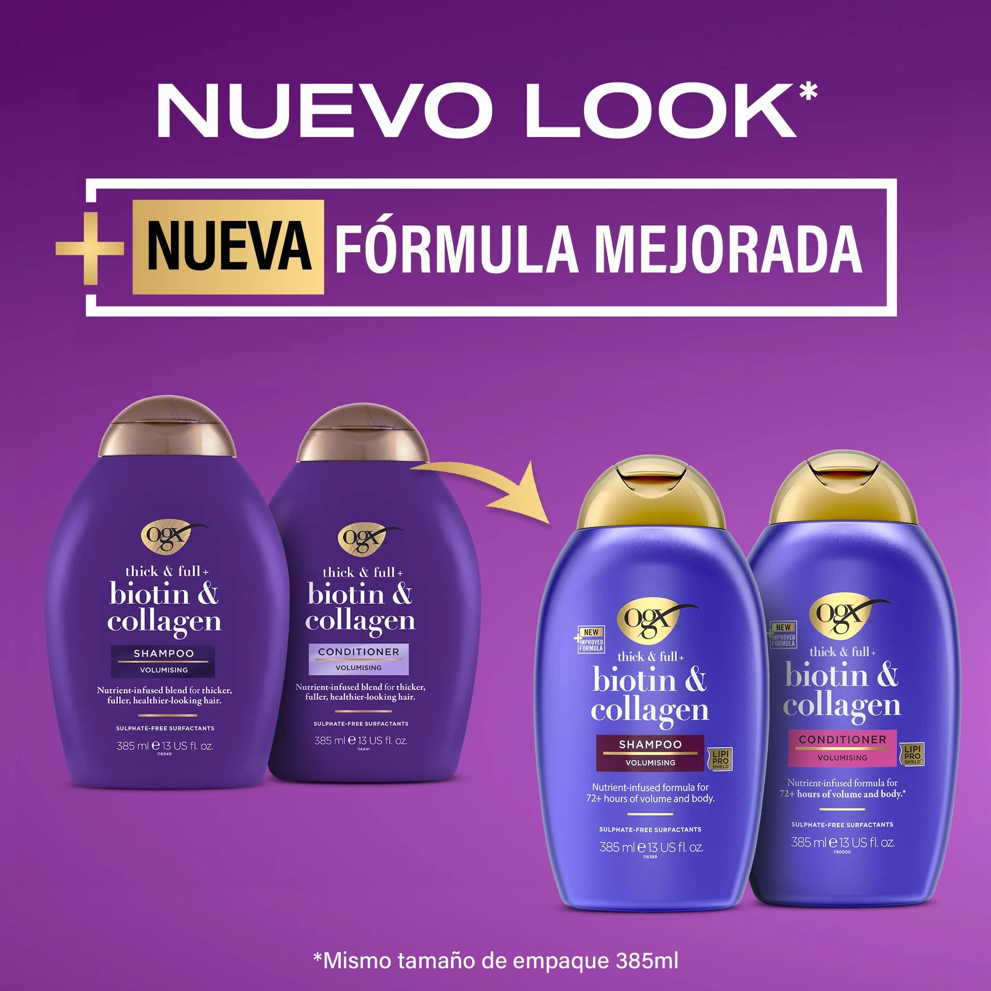 OGX Biotin & Collagen Thick & Full+ Shampoo and Conditioner Set, 2x385 ml