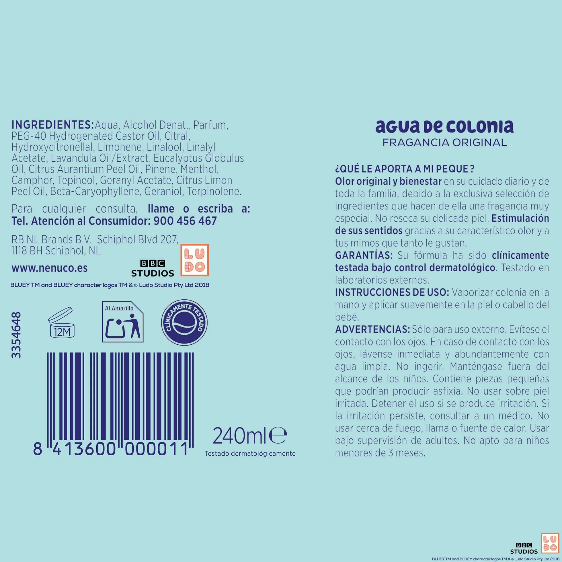 Nenuco Agua de Colonia Fragancia Original Bluey Spray 240 ml
