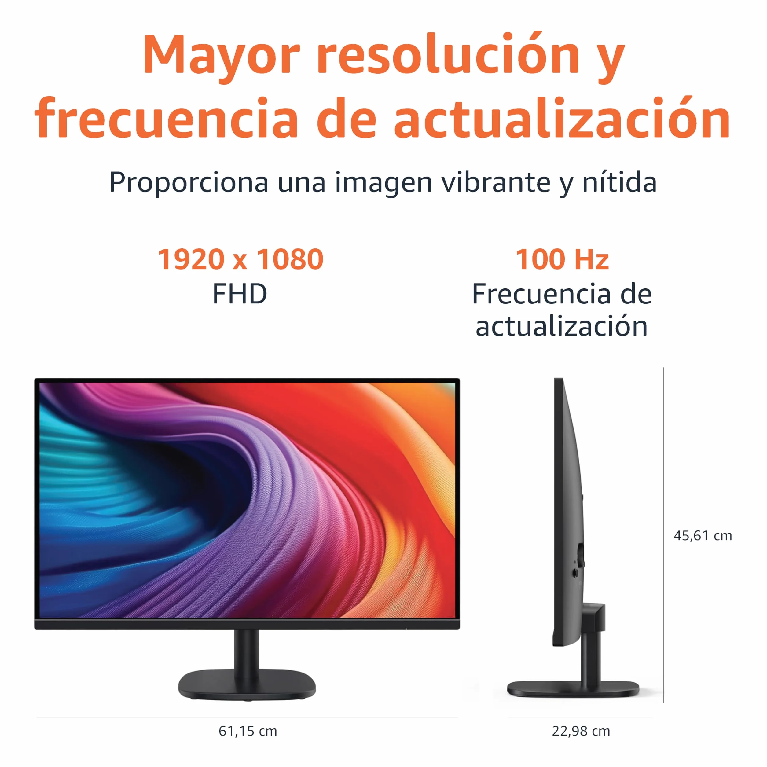 Amazon Basics Monitor 27" 68.6 cm FHD 1080p 100 Hz VESA Altavoces Integrados Negro