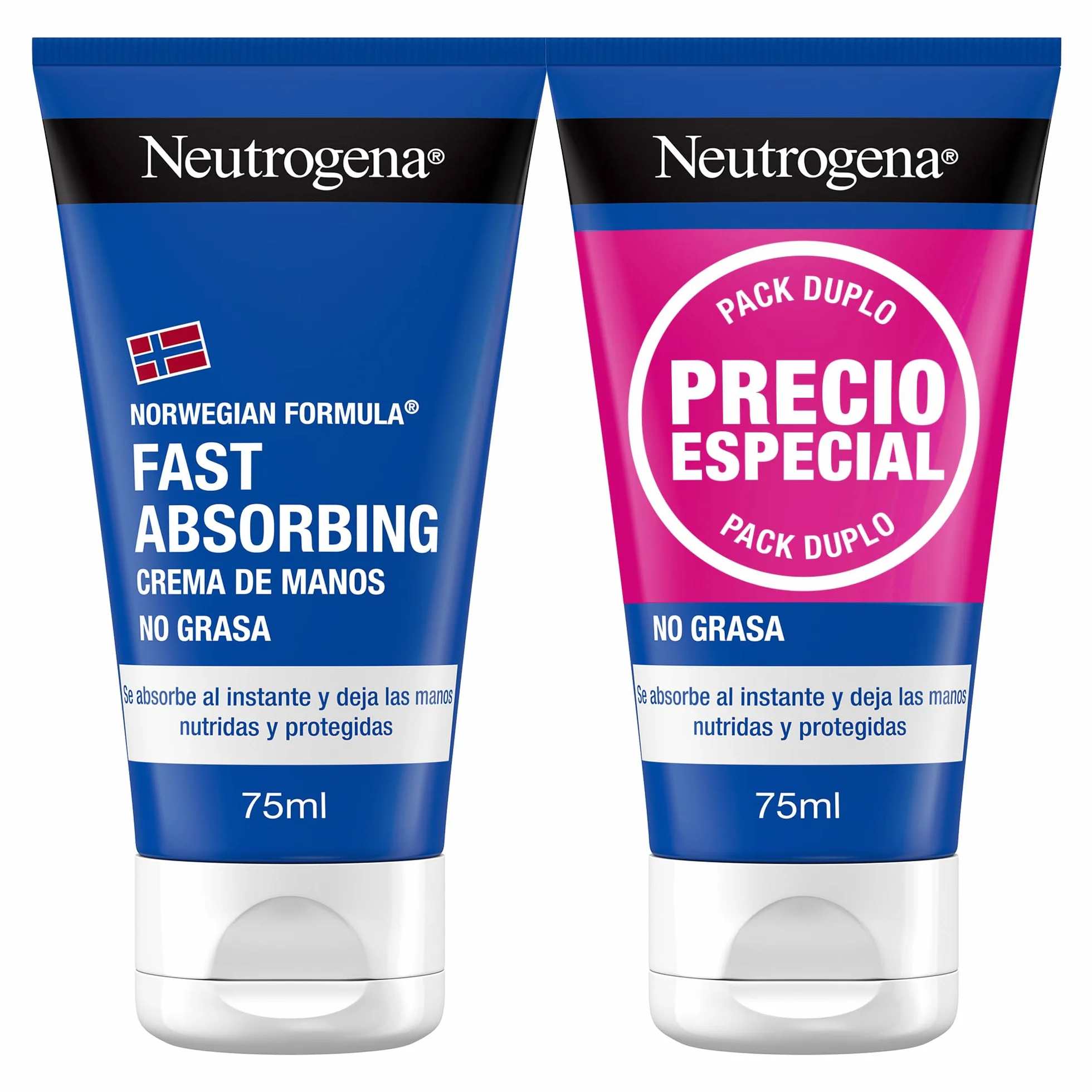 Neutrogena Fórmula Noruega Crema de Manos No Grasa Pack 2 x 75 ml Reparadora con Glicerina y Vitamina E