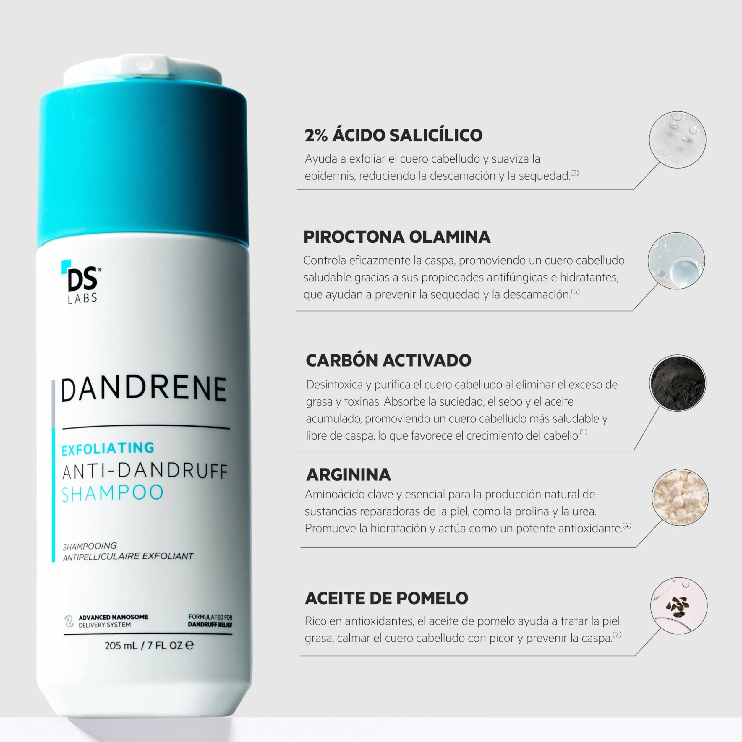DS Laboratories Dandrene Champú Exfoliante Anticaspa 205 ml