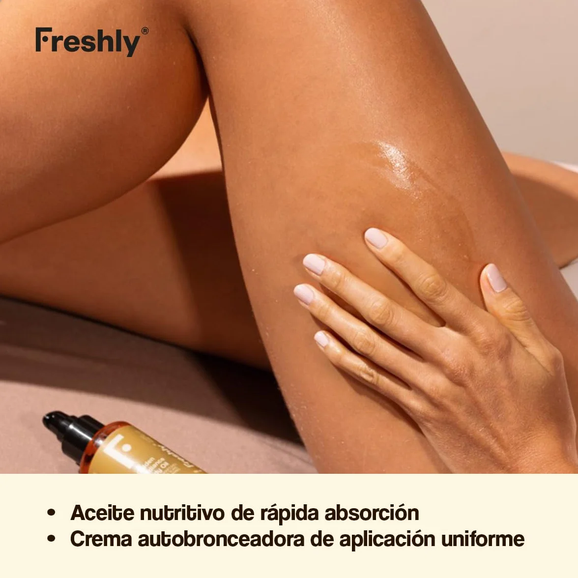 Freshly Cosmetics | Golden Bronze Body Pack | Autobronceador Corporal y Aceite Nutritivo | Pack Aceite + Crema 100ml + 200ml | Bronceado Natural Progresivo para Piel Luminosa