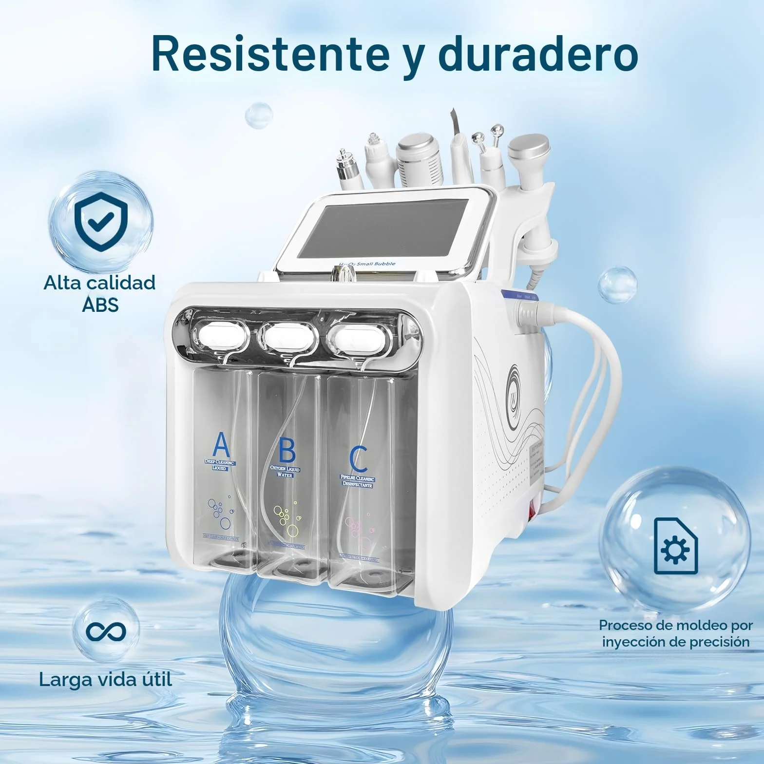 Hydrafacial Machine Profesional 6 en 1 Hidrógeno y Oxígeno Hidrodermoabrasión Cuidado de la Piel con Pantalla LED