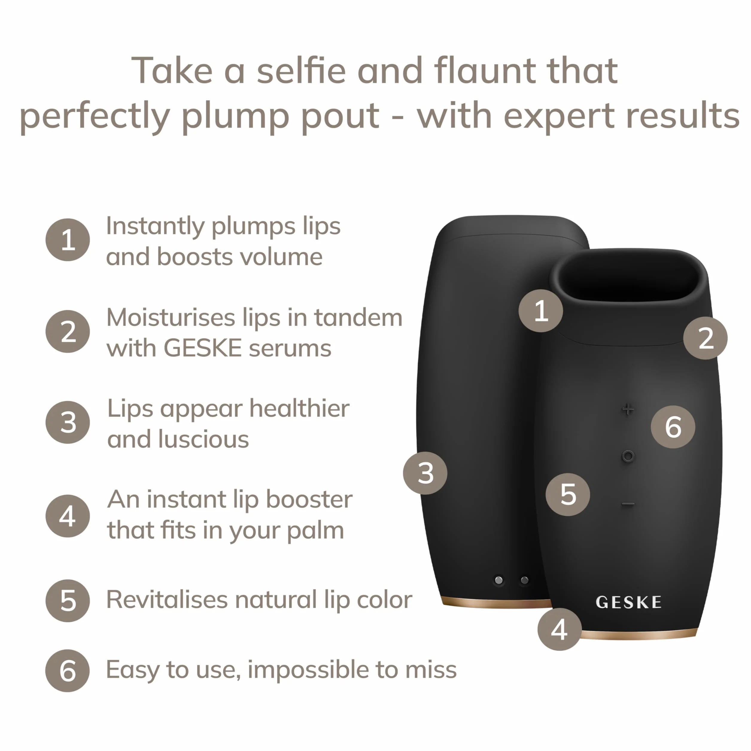 GESKE SmartAppGuided™ Lip Volumizer & Booster 6 en 1 Rellenador de labios automático