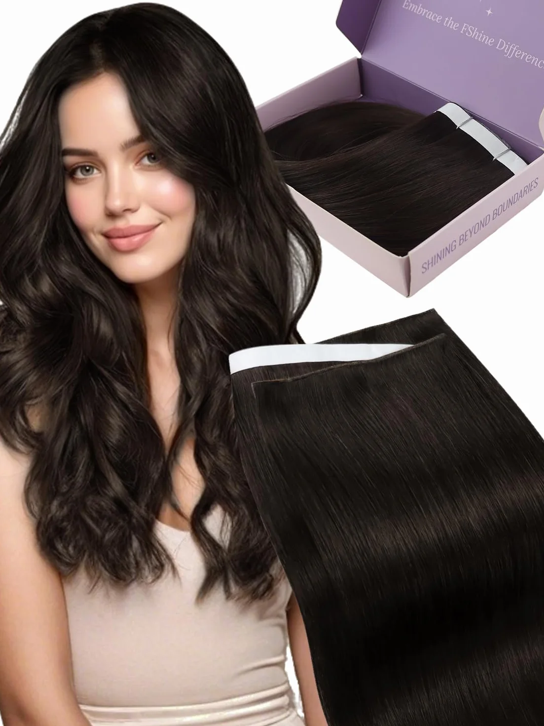 Extensiones De Pelo Humano Adhesivas Tape-In Marrón Oscuro 22 Pulgadas 50 G