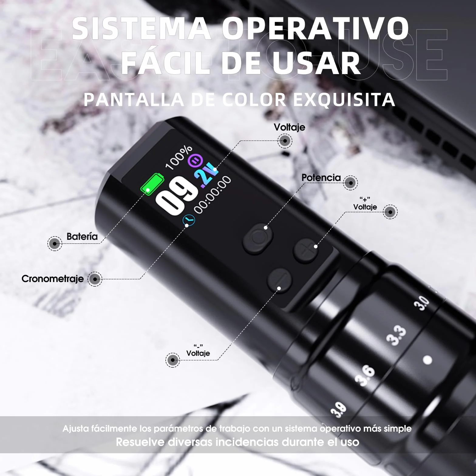 Mast Fold2 Pro Máquina de tatuaje inalámbrica pluma Máquina de tatuaje rotativa Pistola de tatuaje 7 golpes Longitud 2pcs Batería 2000mAh Motor poderoso por Mcore Pantalla de pantalla inteligente Rosa