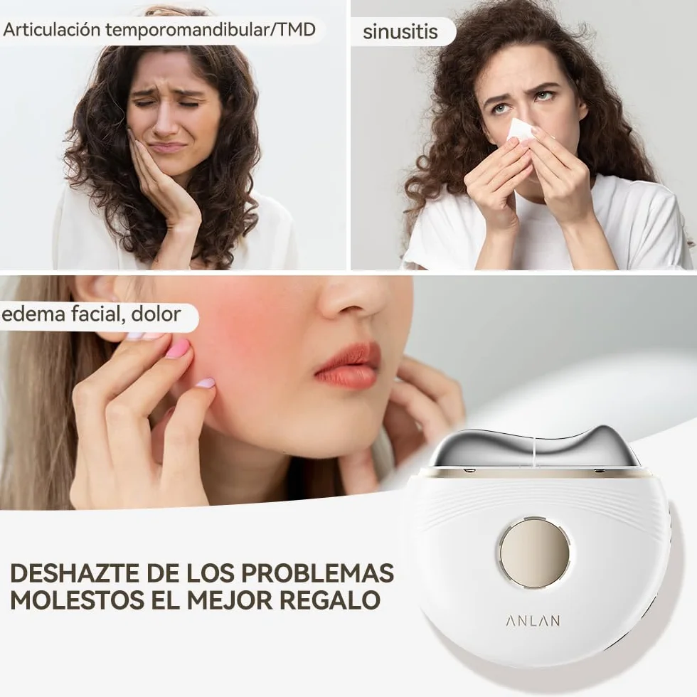 ANLAN Masajeador Facial EMS con Frío Calor, GuaSha Electrico Reafirmante con Luz Azul Violeta Roja para Antiarrugas Lifting Anti-envejecimiento