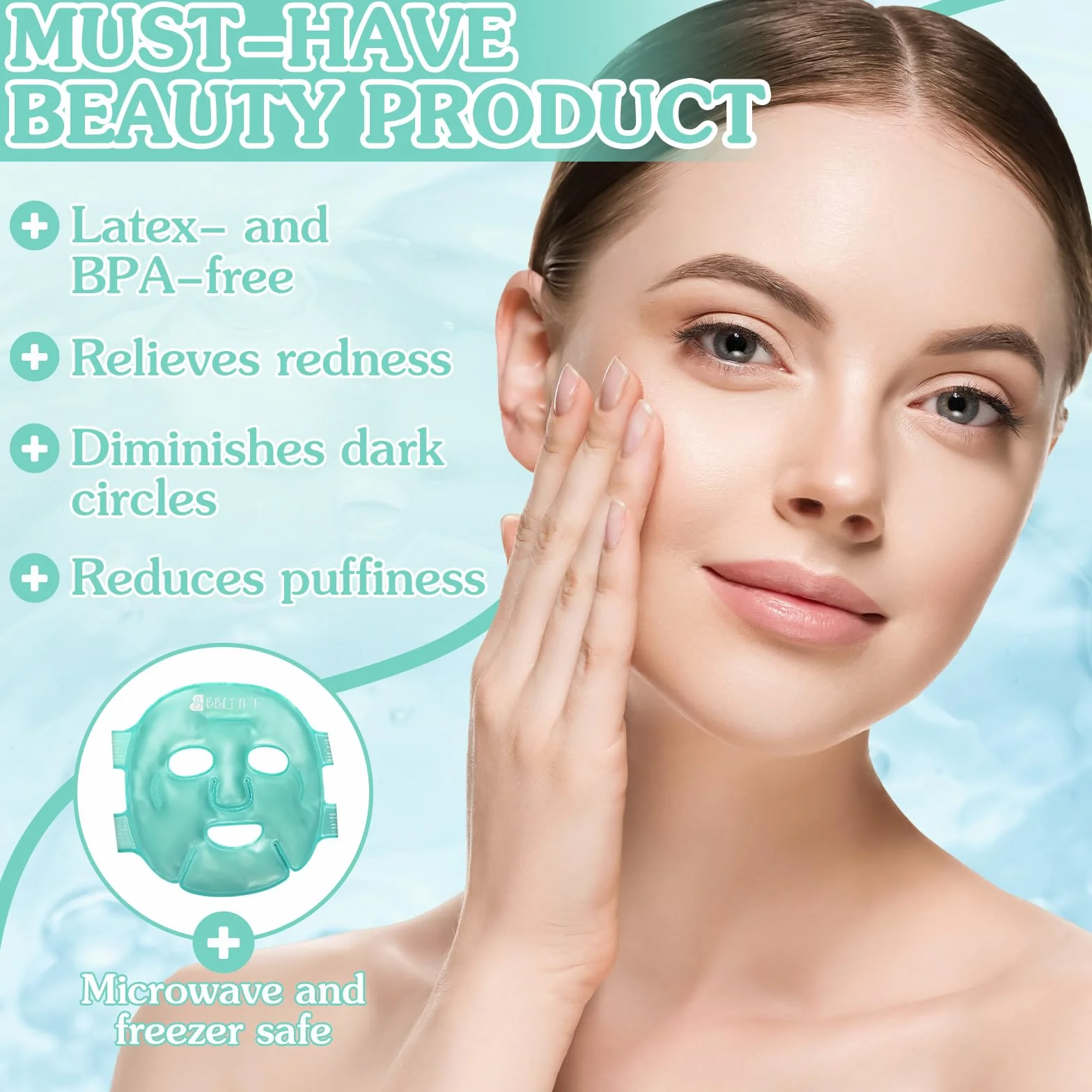 Antifaz Gel Frío Máscara Ojos Reutilizable para Hinchazón Ojeras Migrañas 6 Piezas