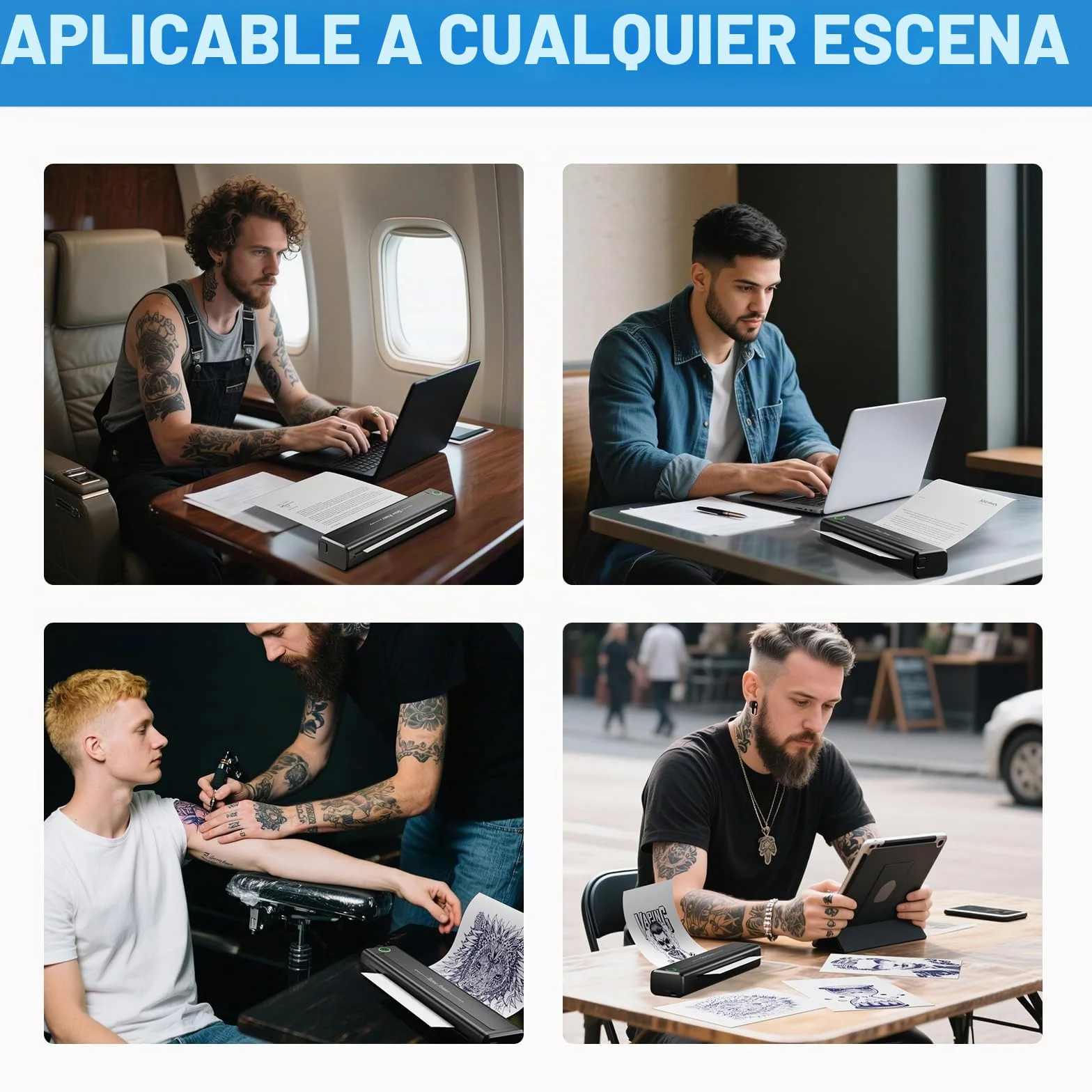H1 Termocopiadora Tattoo Bluetooth, Impresora Térmica Inalámbrica con 10 Hojas Papel de Transferencia, Impresora de Tatuaje Compatible con Teléfono Tablet PC para Artistas y Principiantes